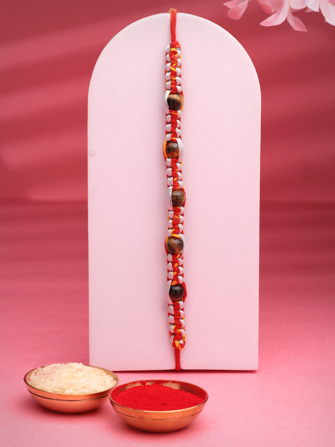 Tiger’s Eye Dual-Tone Thread Rakhi