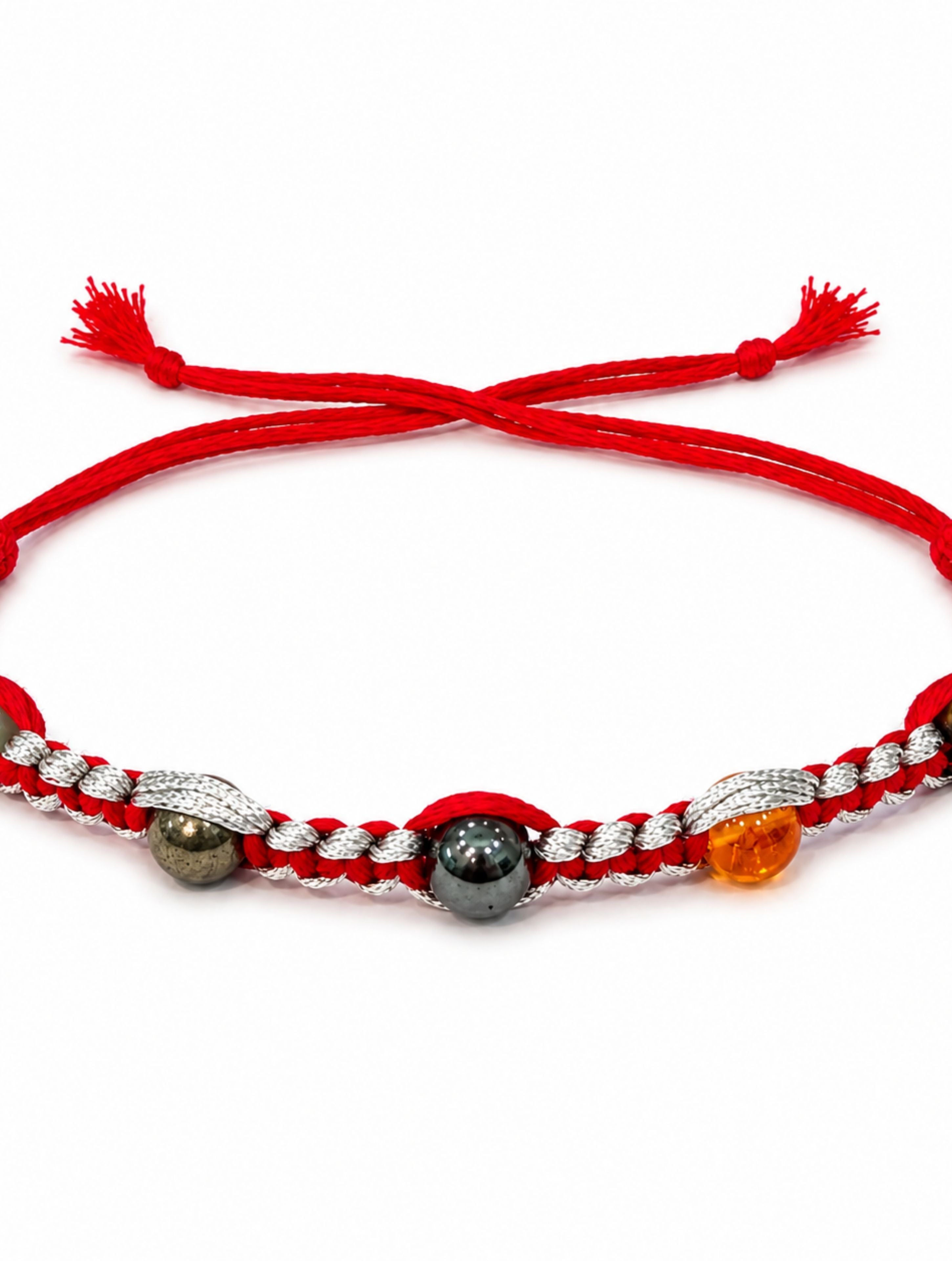 Handcrafted Five-Stone Crystal Macrame Rakhi