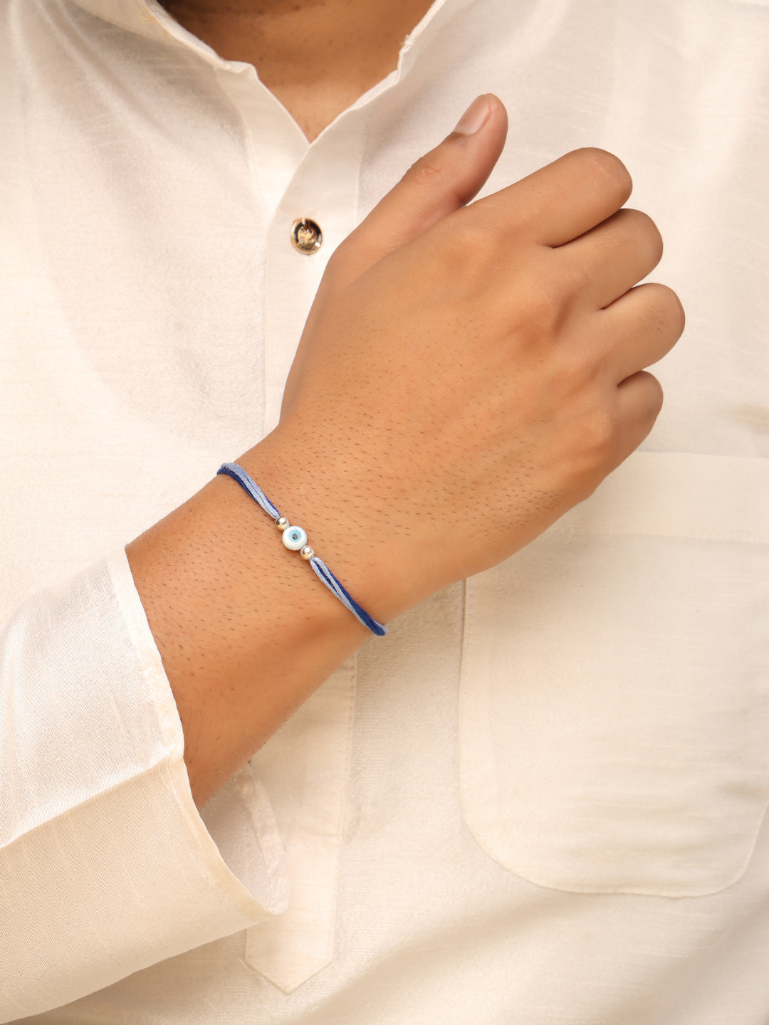 Evil Eye Round 925 Sterling Silver Thread Rakhi