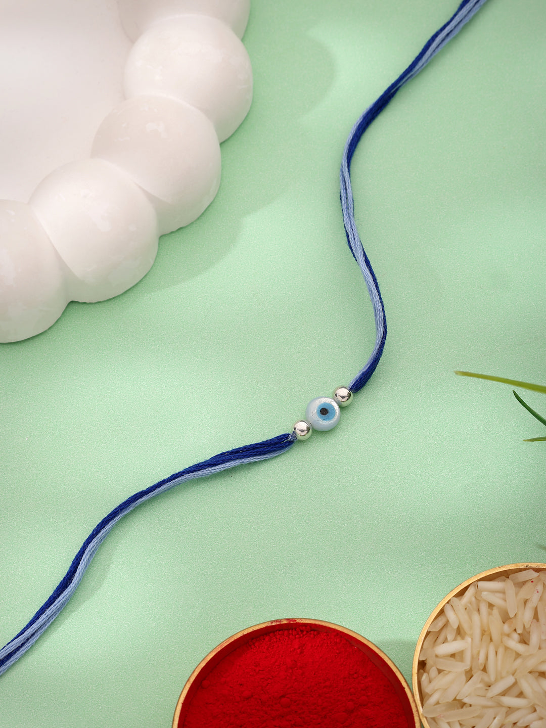 Evil Eye Round 925 Sterling Silver Thread Rakhi
