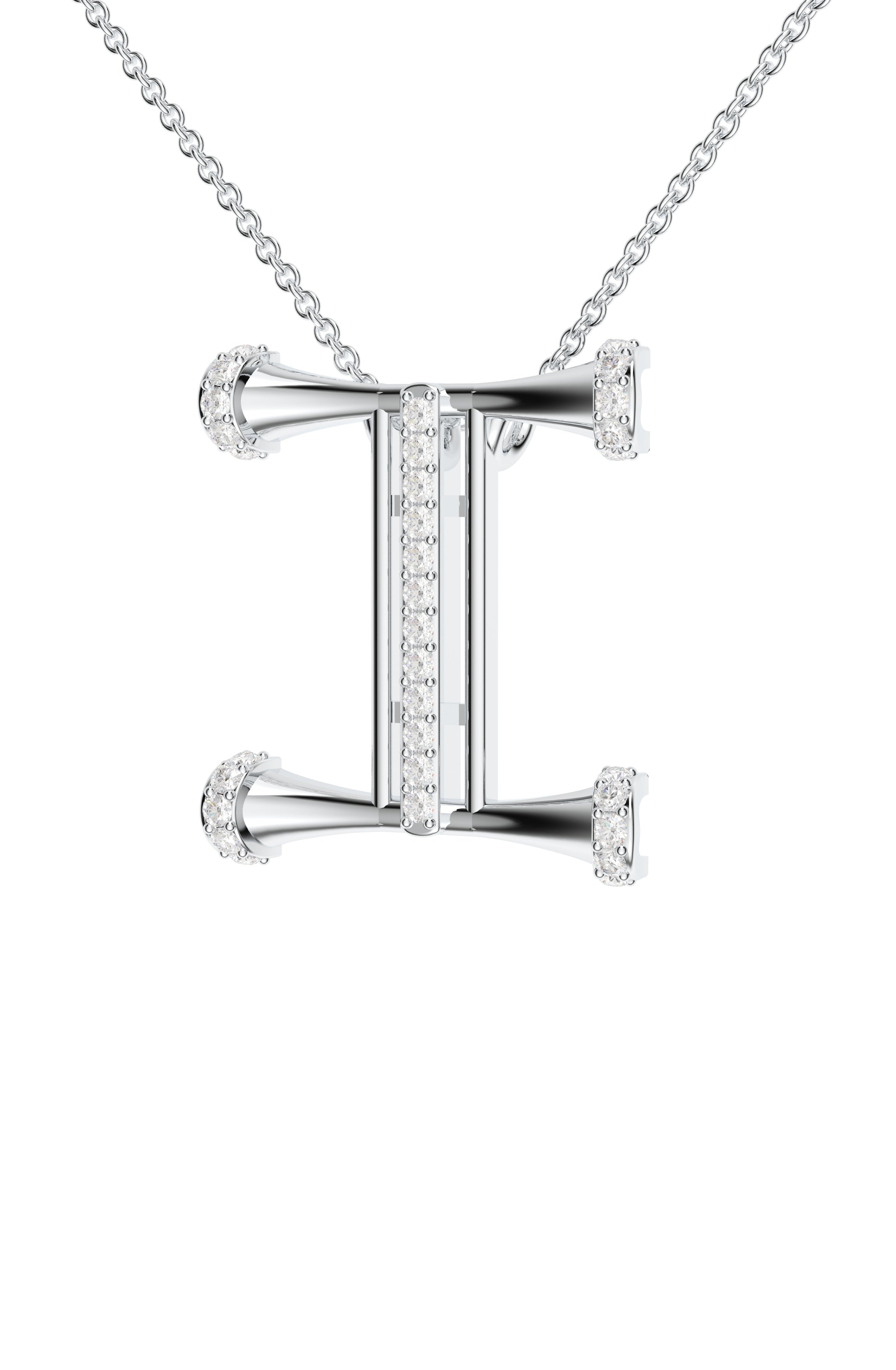 Signery ‘I’ Initial Pendant – Moissanite & Rhodium Plated