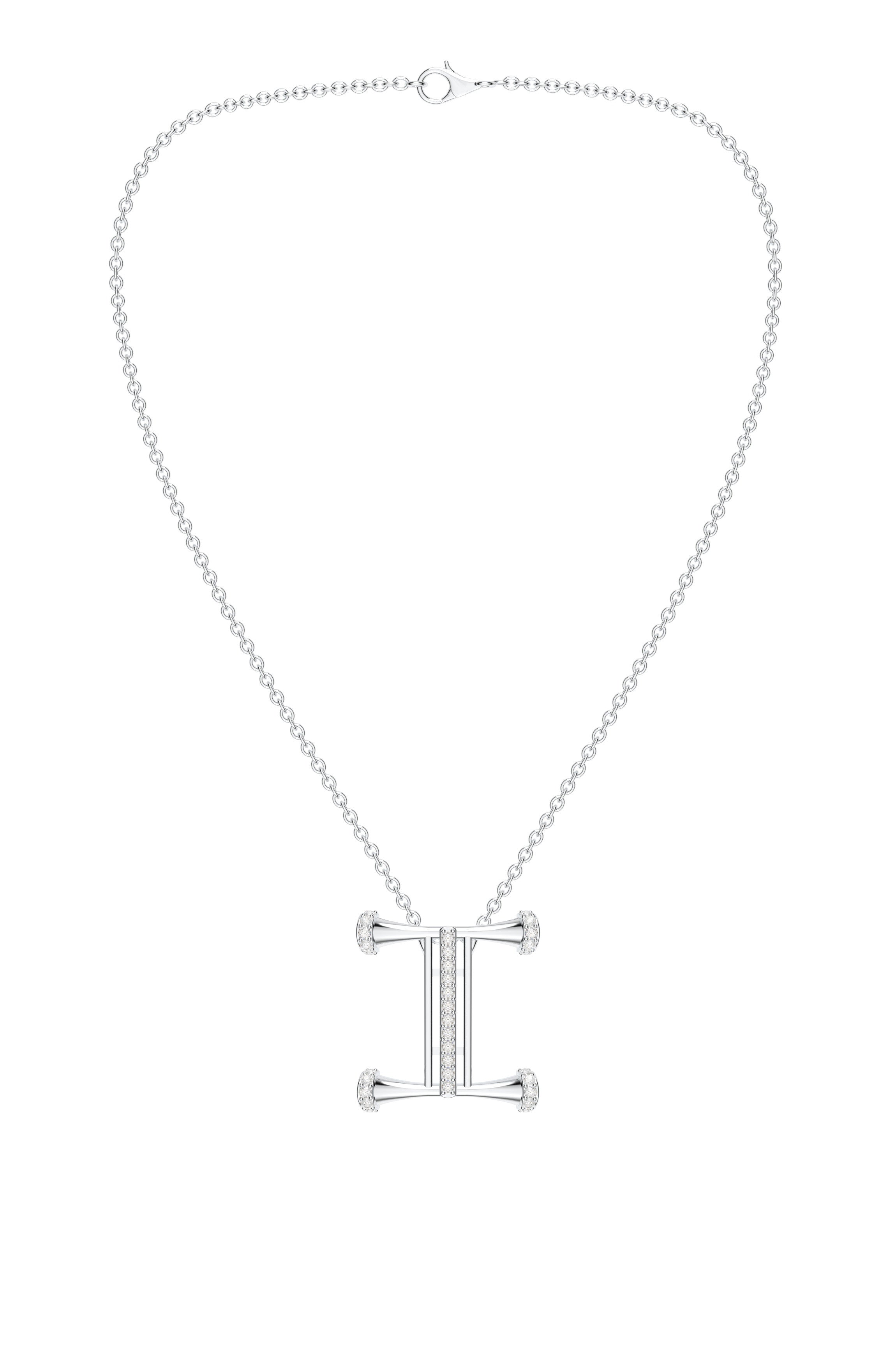 Signery ‘I’ Initial Pendant – Moissanite & Rhodium Plated