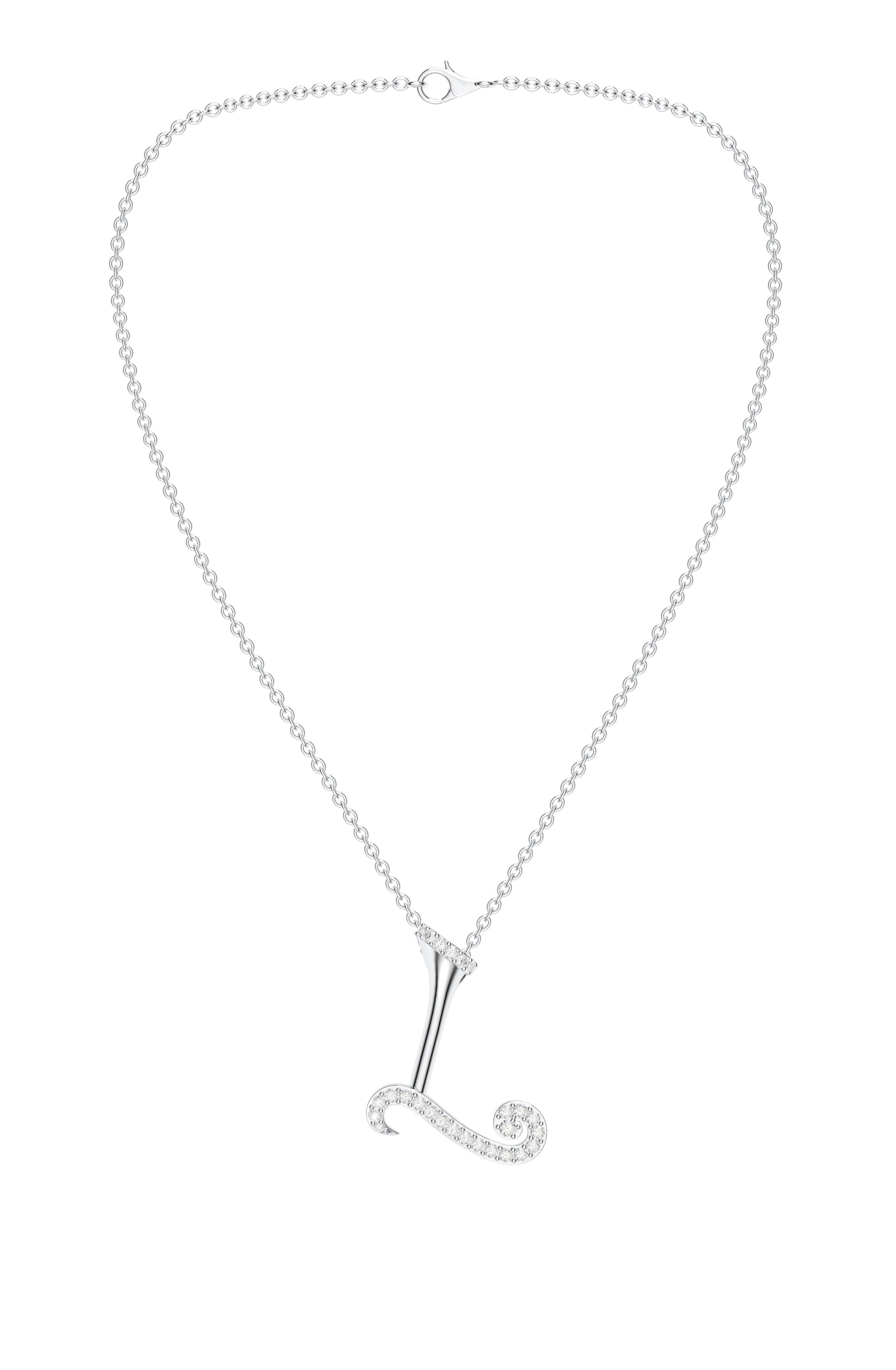 Signery ‘L’ Initial Pendant – Moissanite & Rhodium Plated