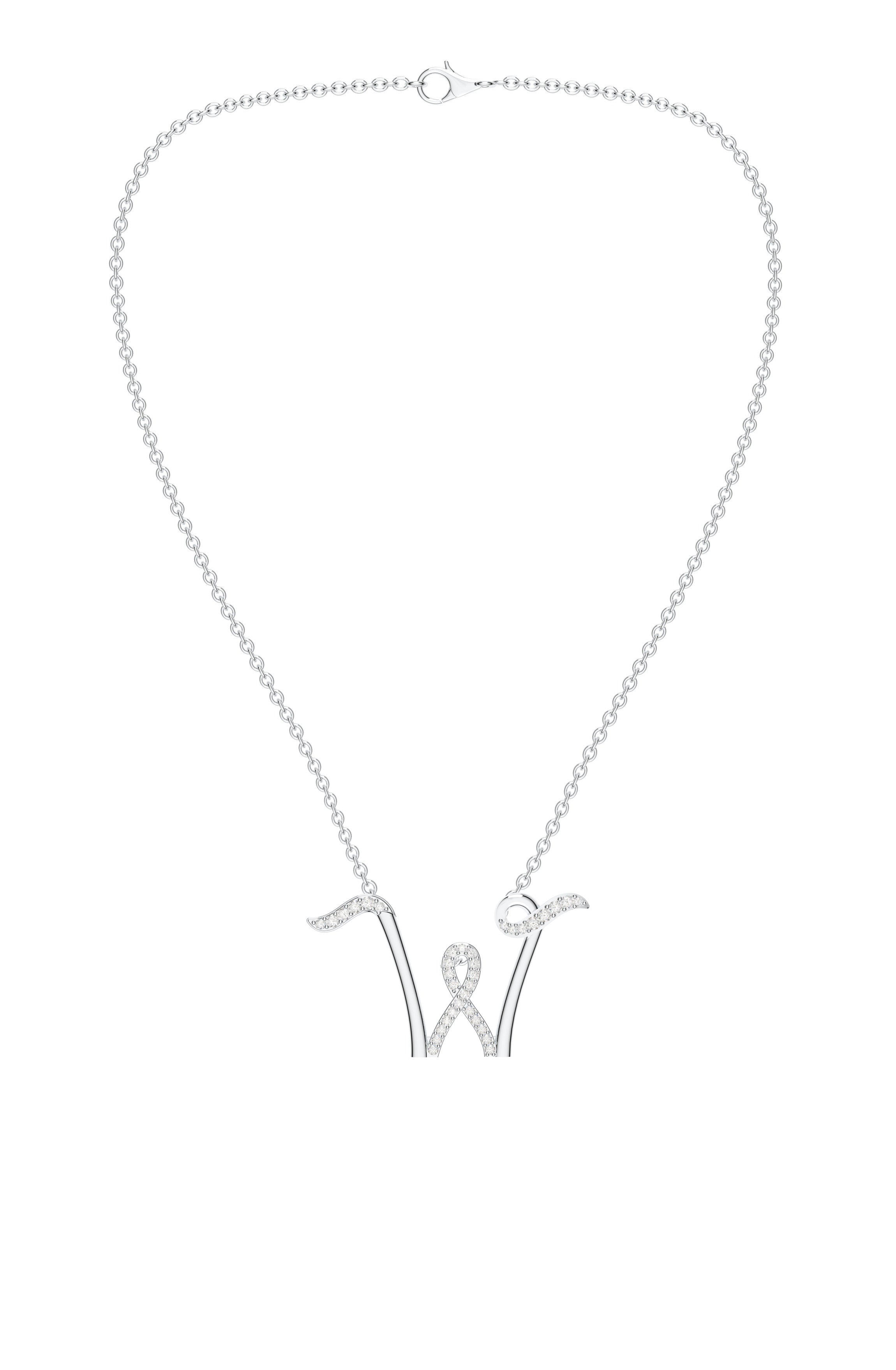 Signery ‘W’ Initial Pendant – Moissanite & Rhodium Plated