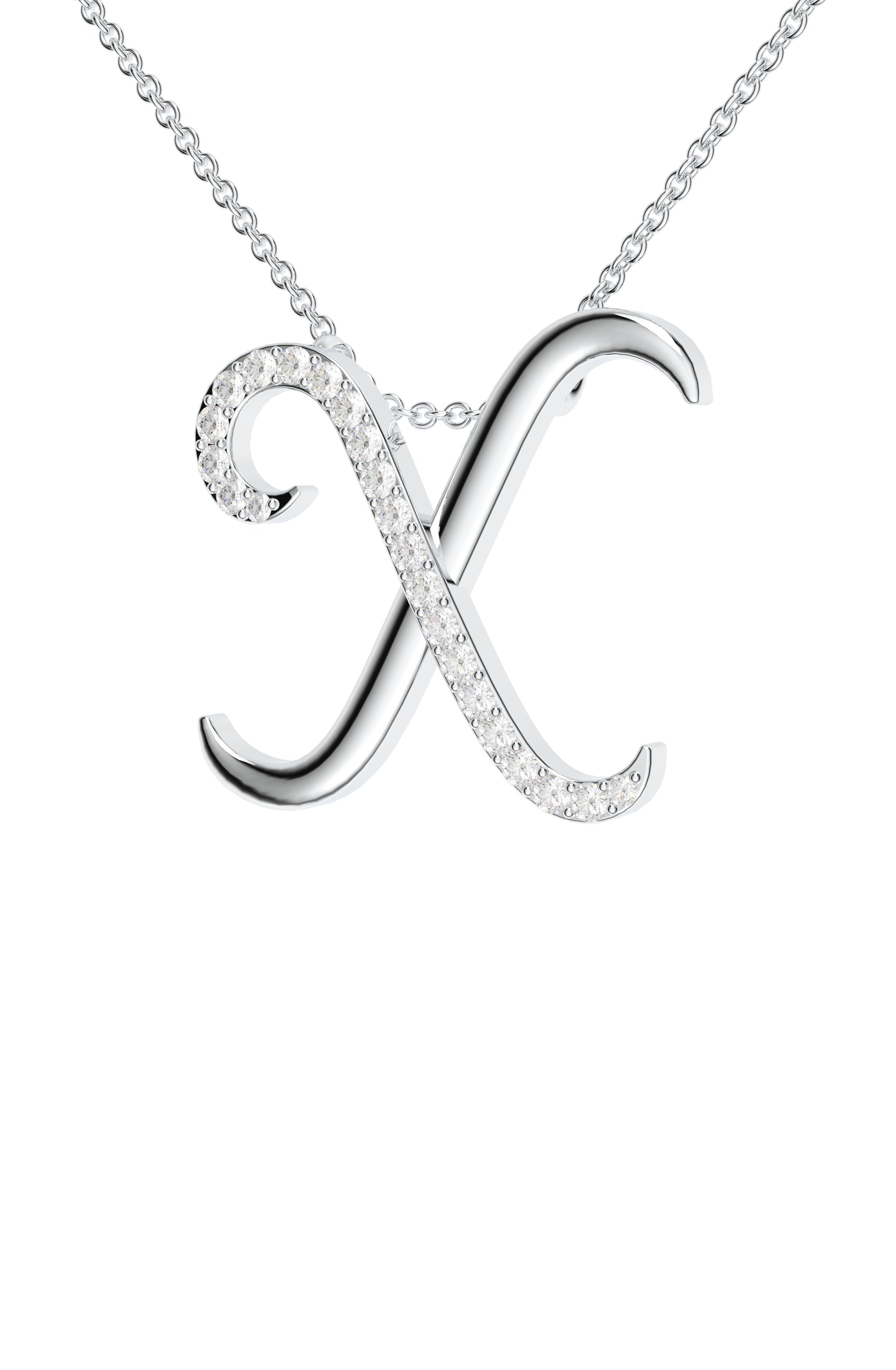 Signery ‘X’ Initial Pendant – Moissanite & Rhodium Plated