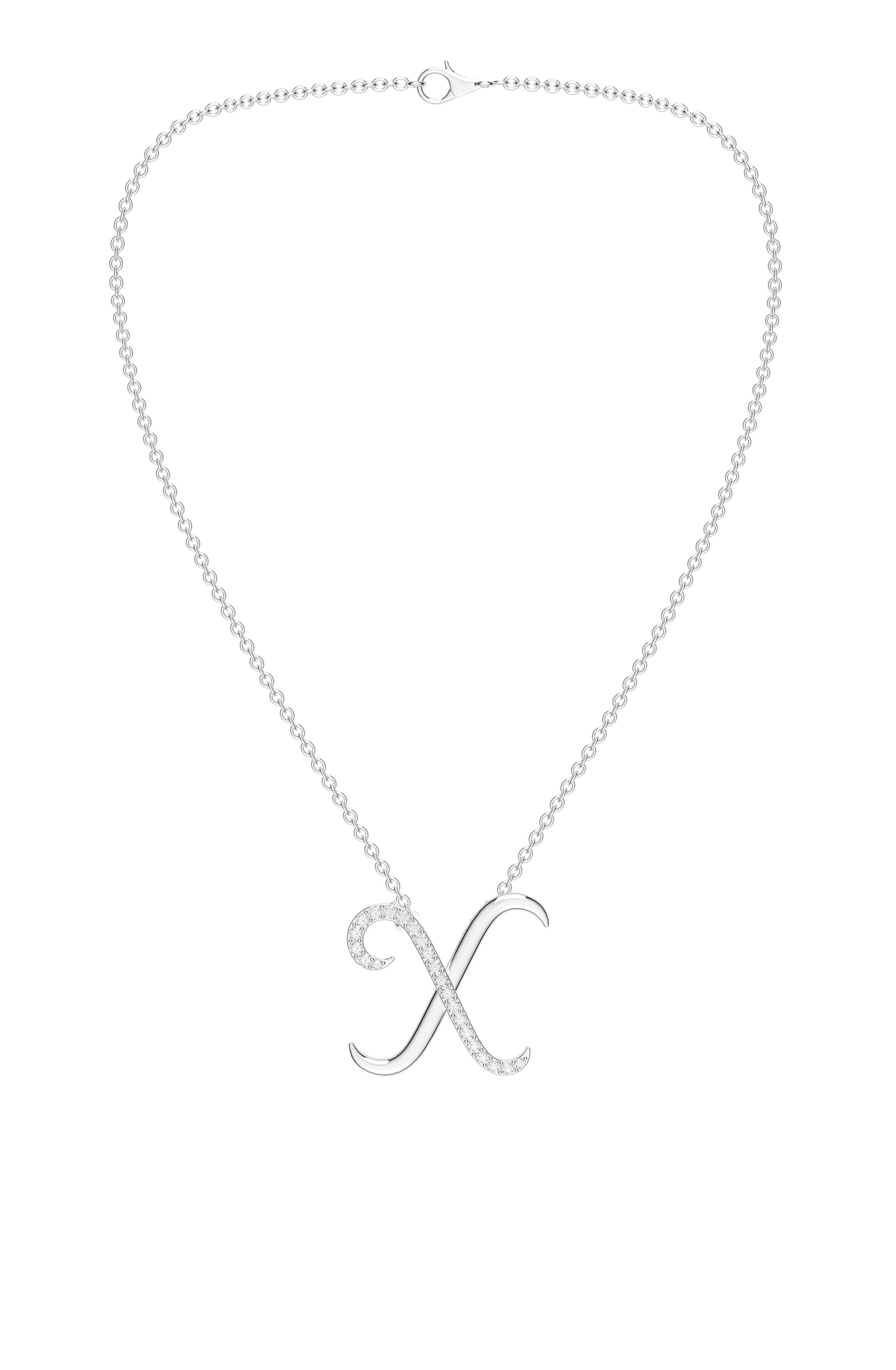 Signery ‘X’ Initial Pendant – Moissanite & Rhodium Plated