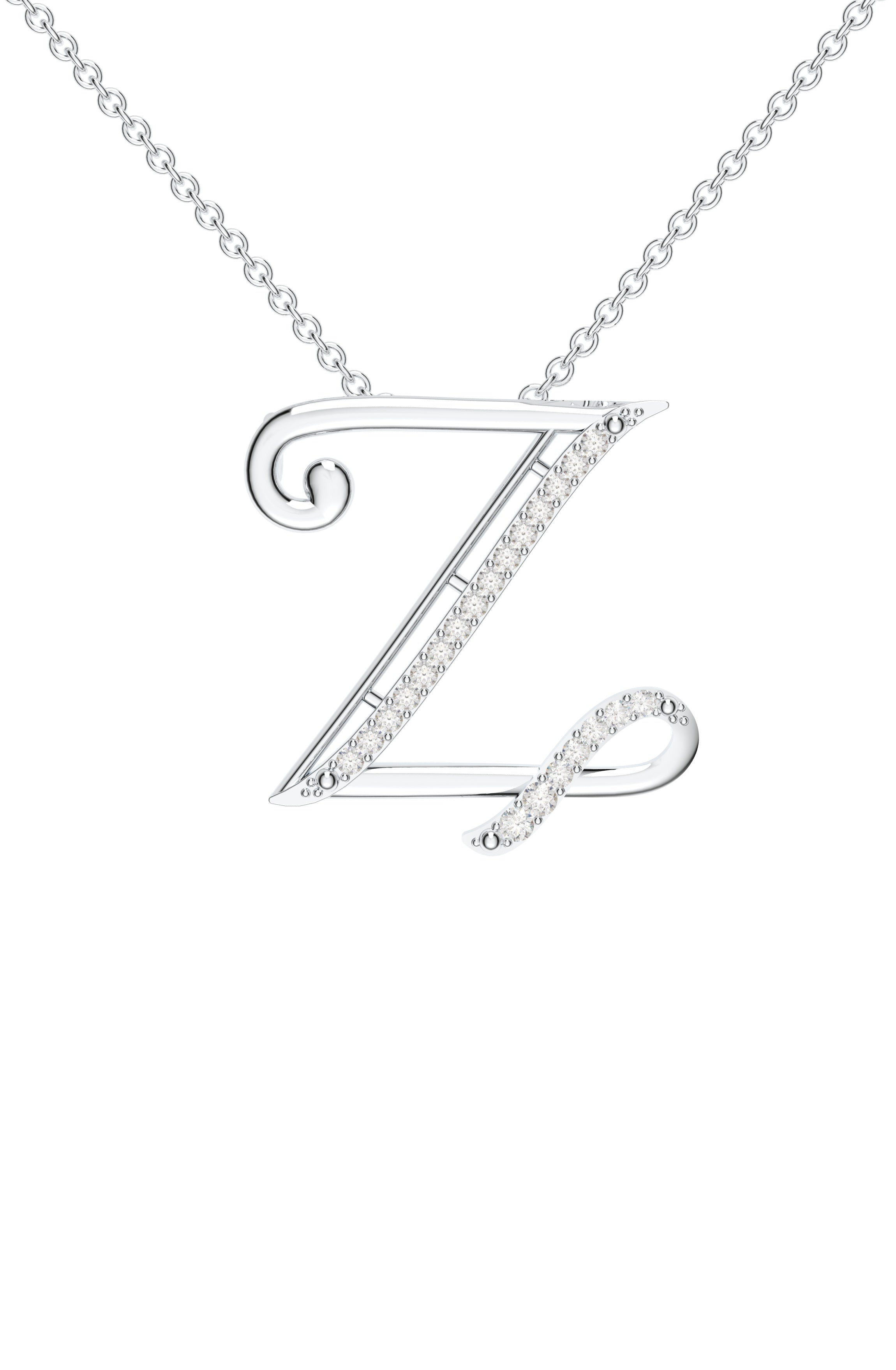 Signery ‘Z’ Initial Pendant – Moissanite & Rhodium Plated