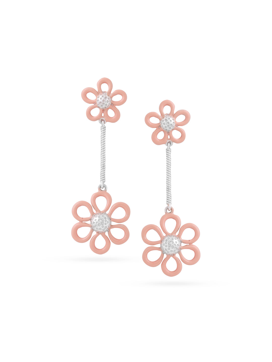 925 Silver Floral Pastel Orange Corolla Collection Earrings