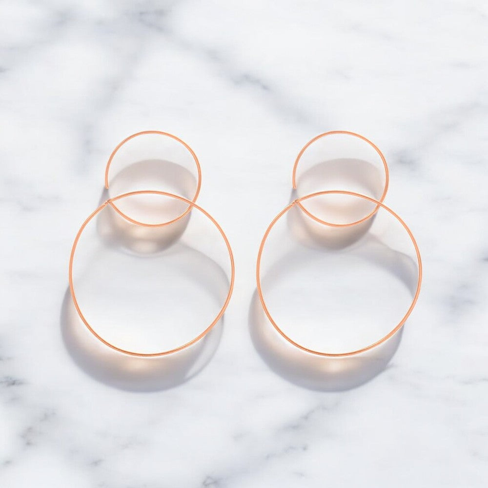 Rose Gold Plating Two Joined Rounds Elysian Collection Earrings