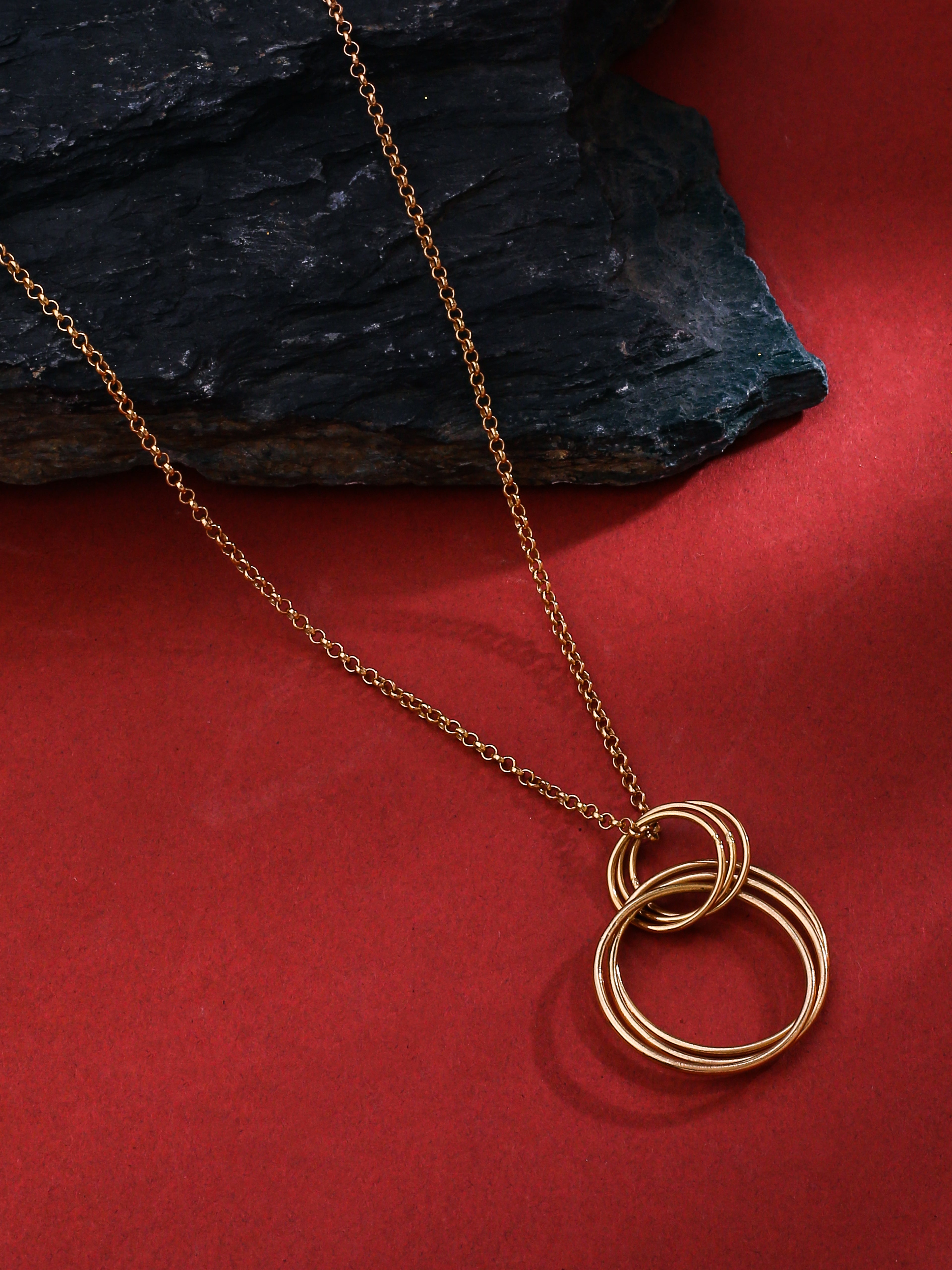 Rose Gold Plating Intertwined Circles Elysian Collection Pendant
