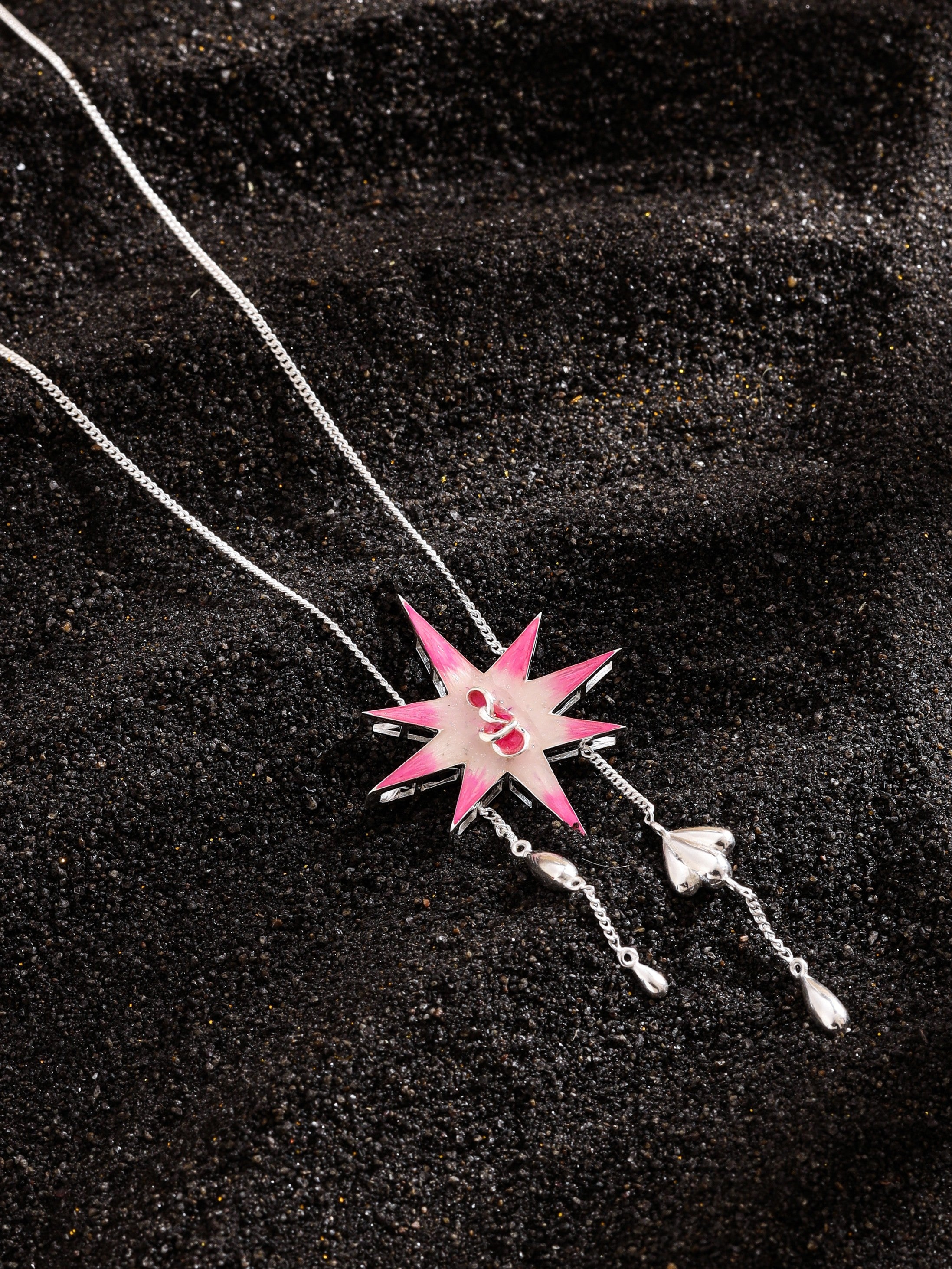 Real Rhodium Plating Star and Infinity with Pink Shades Elysian Collection Pendant