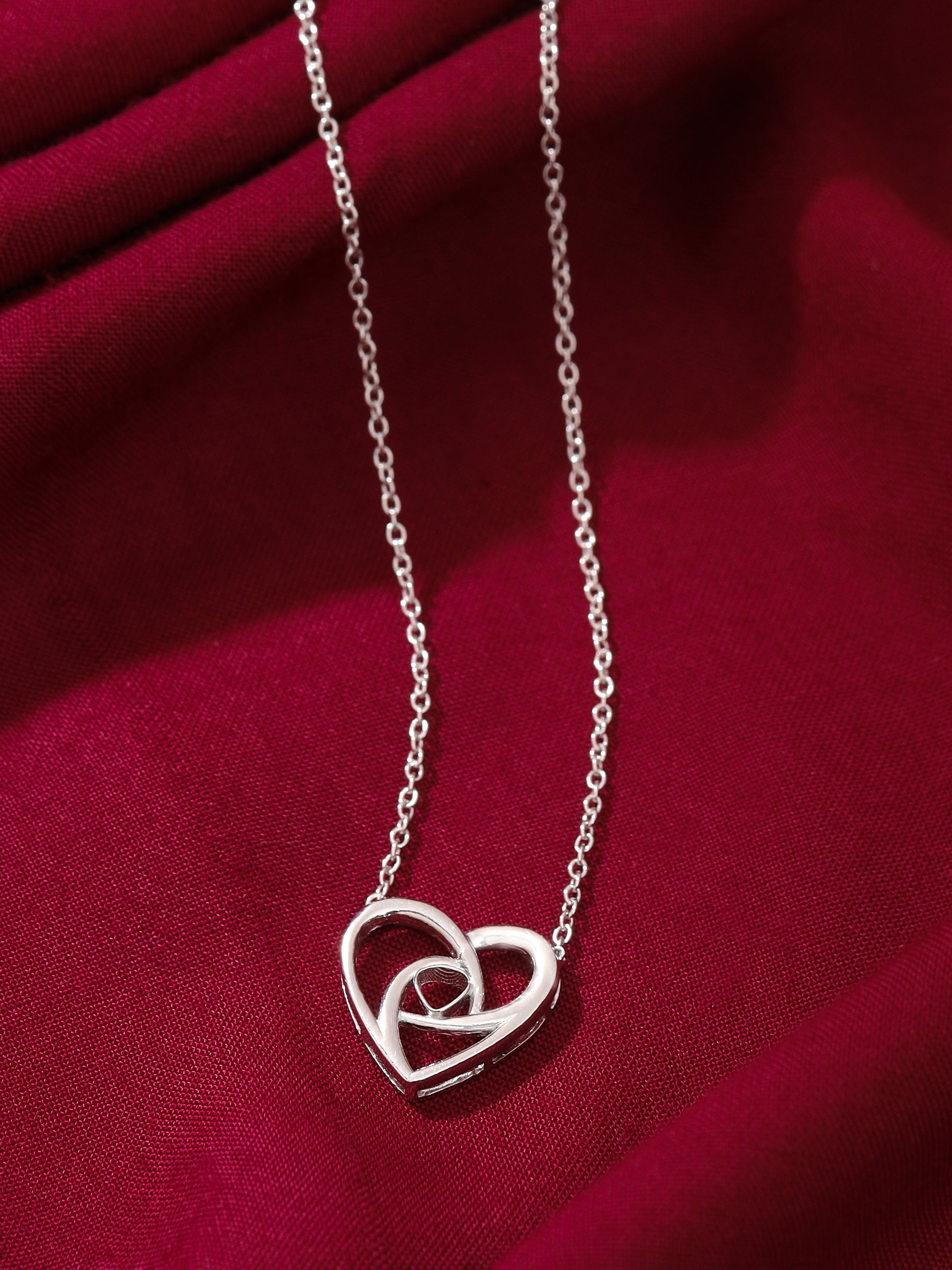 Real Rhodium Plating Heart in Jali Design Elysian Collection Pendant