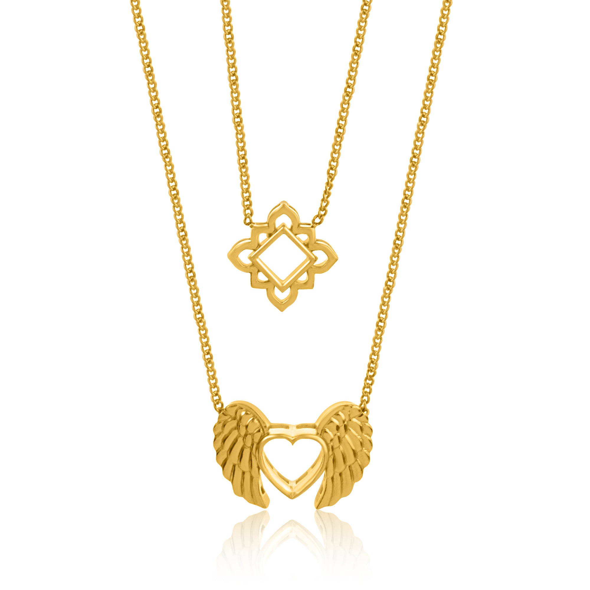 24K Gold Plating Heart and Angel Wings Elysian Collection Pendant