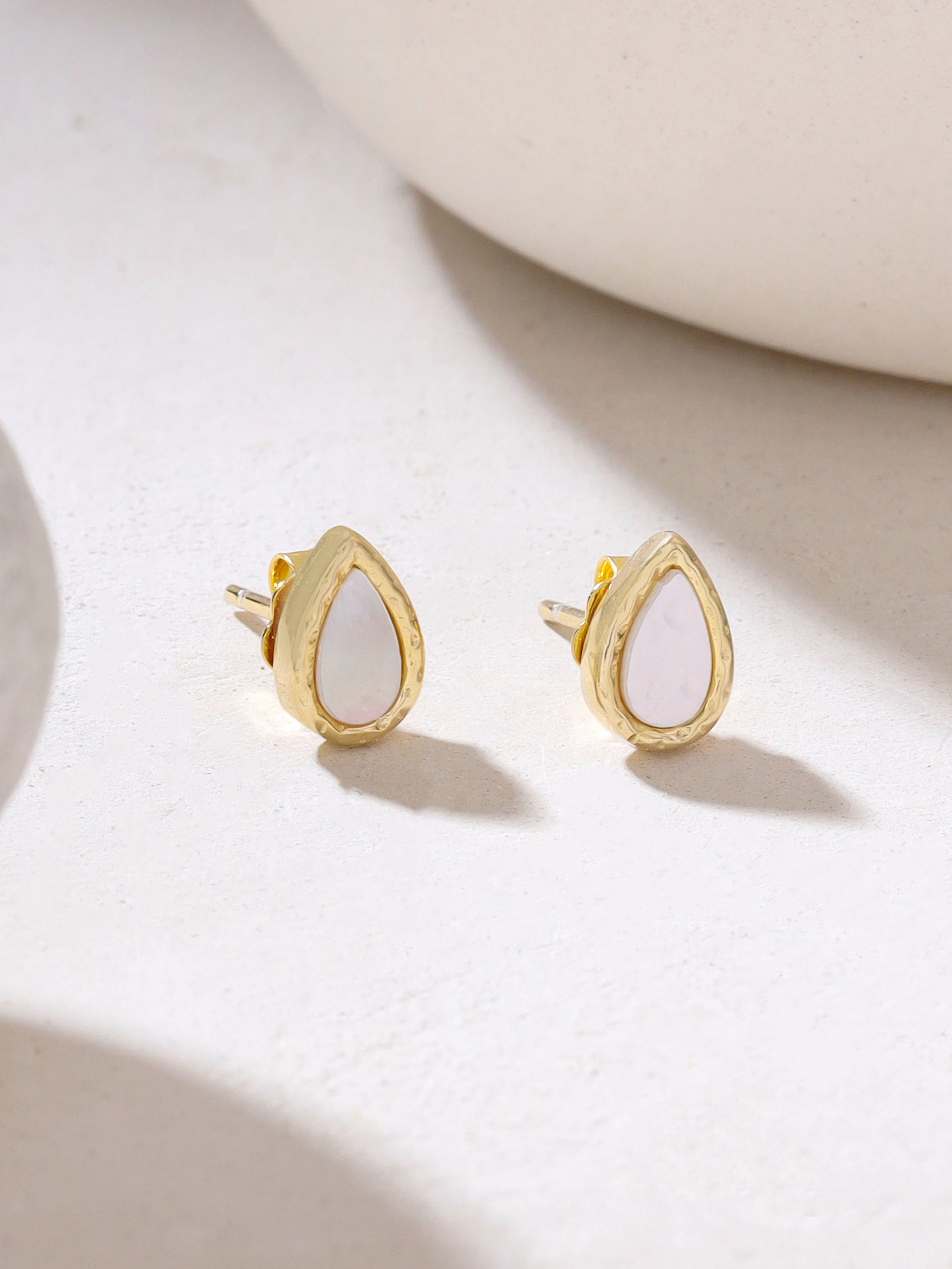 Syra Collection 24k Gold Pear-Shaped Mother of Pearl Stud Earrings