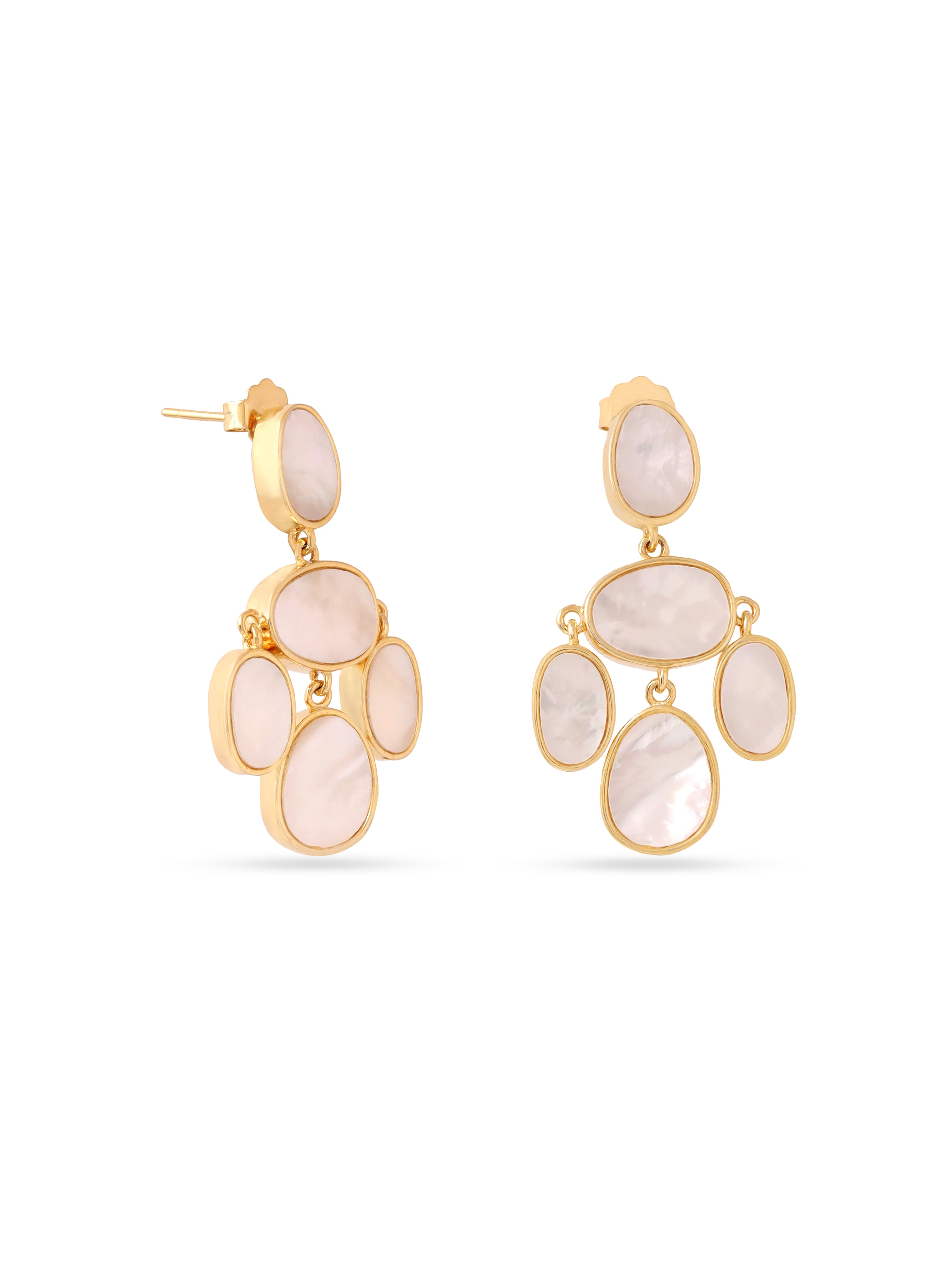 Syra Collection 24k Gold Mother of Pearl Oval Disc Earrings