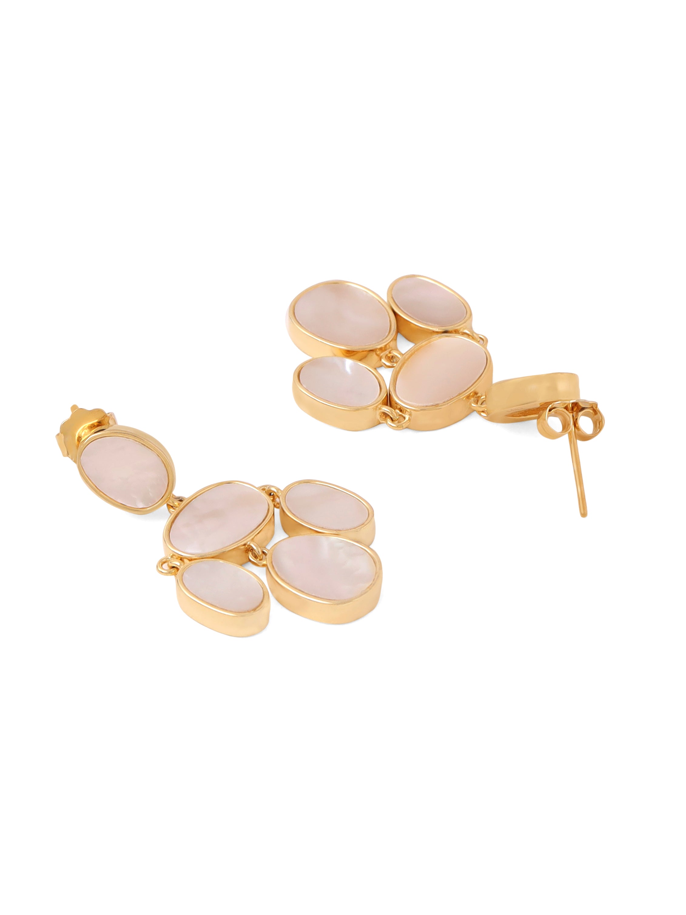 Syra Collection 24k Gold Mother of Pearl Oval Disc Earrings