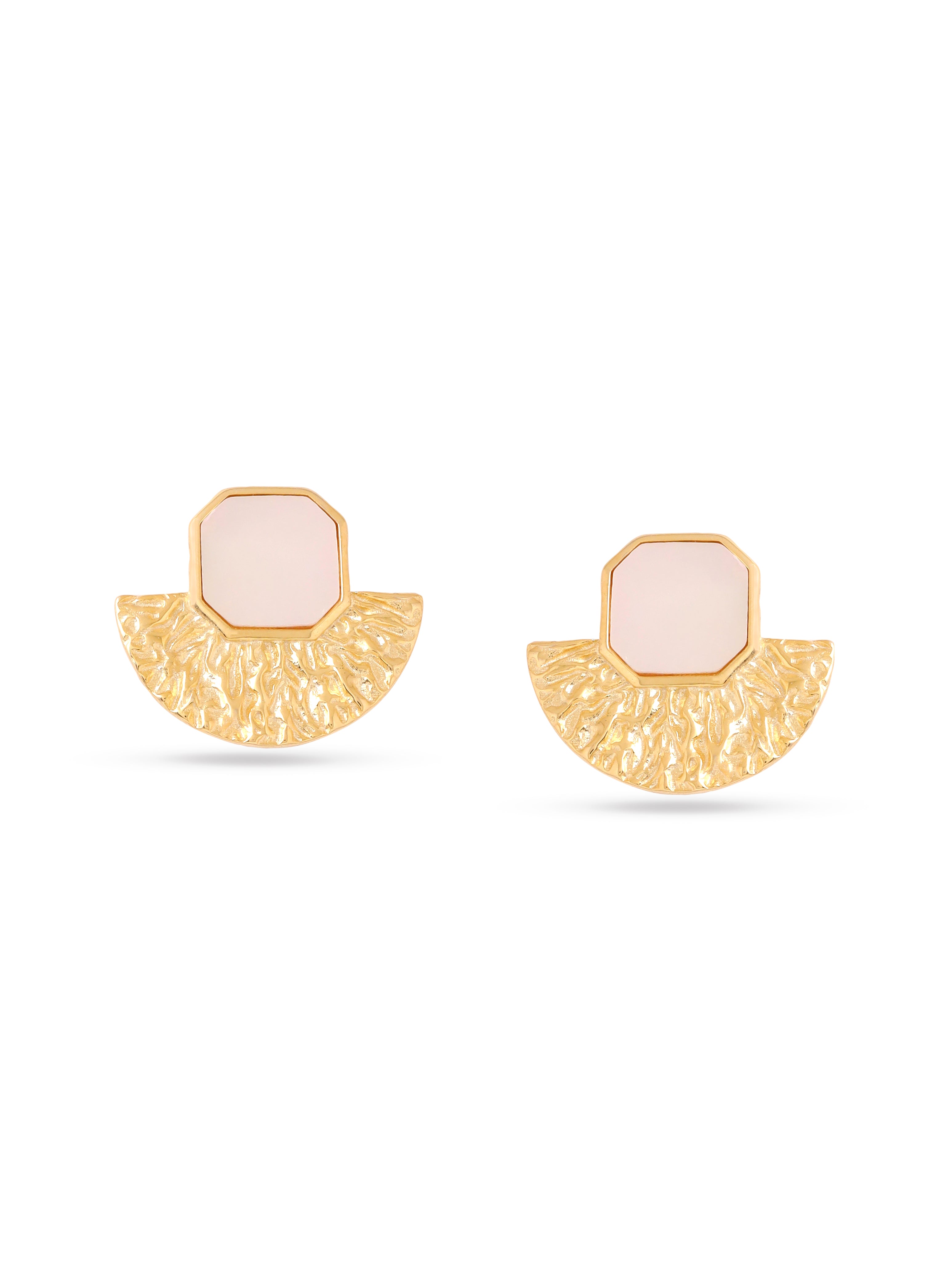 Syra Collection 24k Gold Textured Stud Earrings