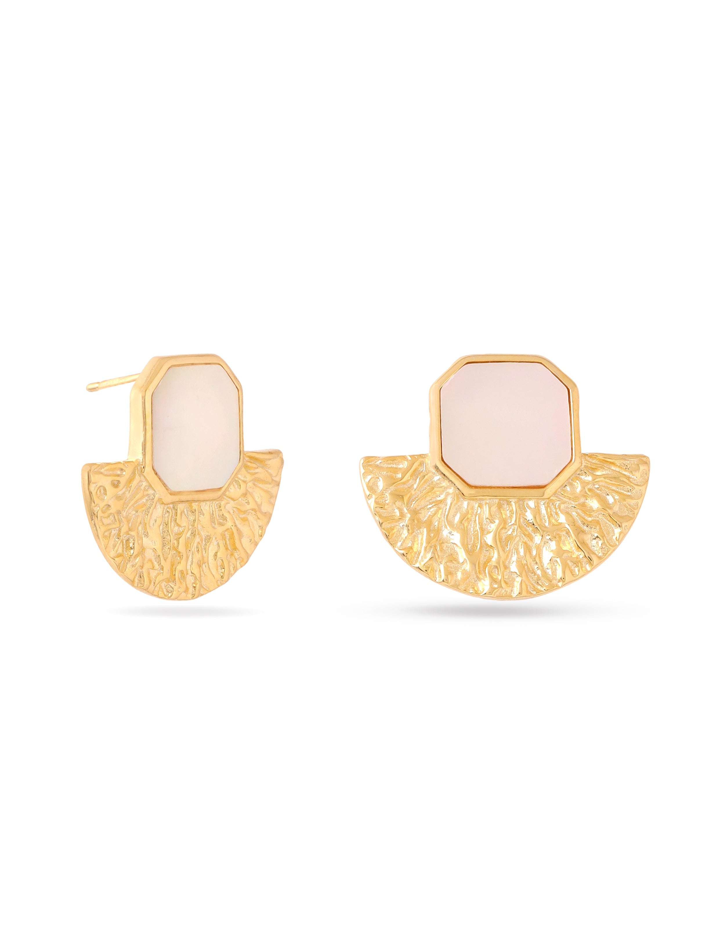 Syra Collection 24k Gold Textured Stud Earrings