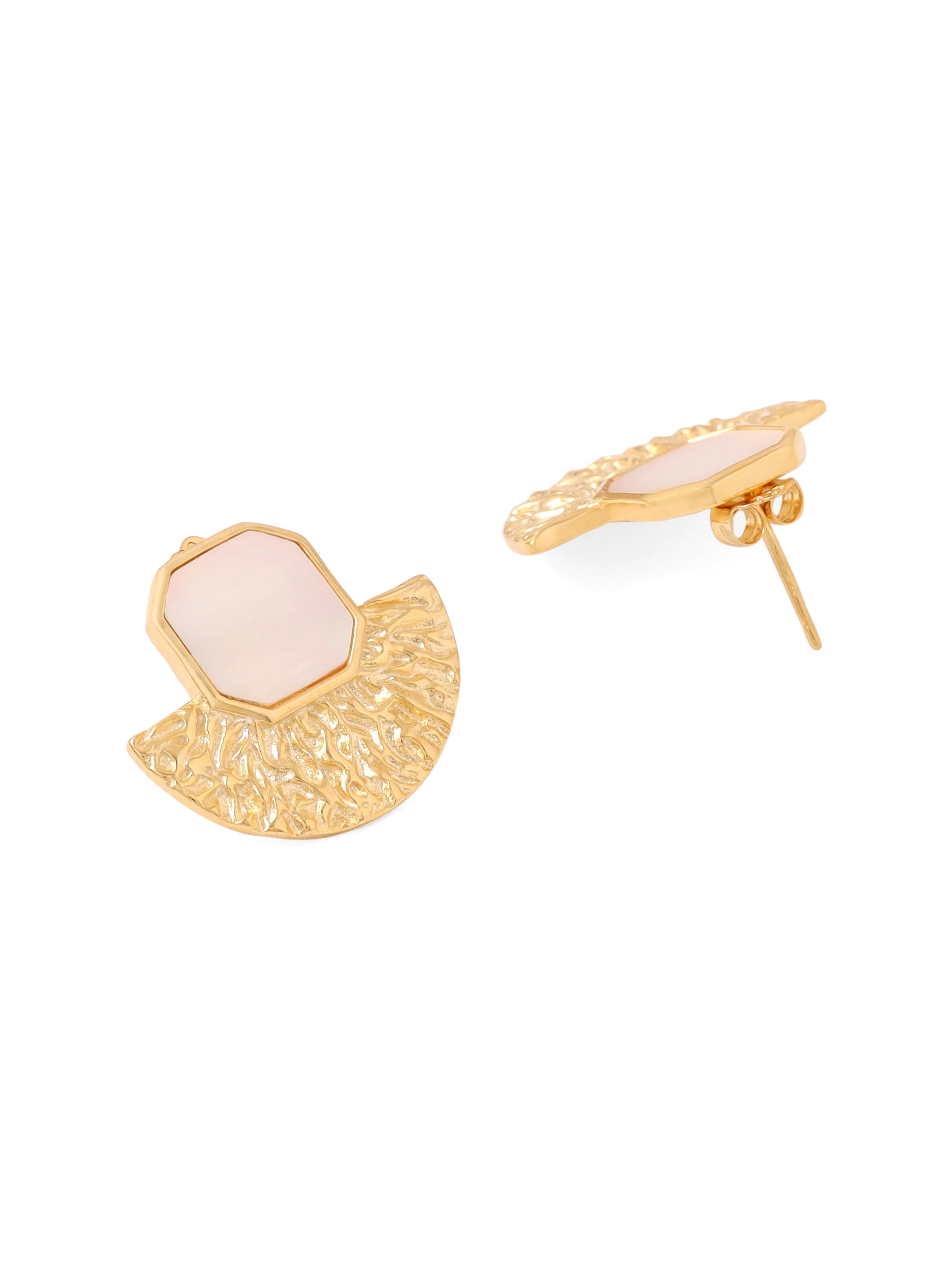 Syra Collection 24k Gold Textured Stud Earrings