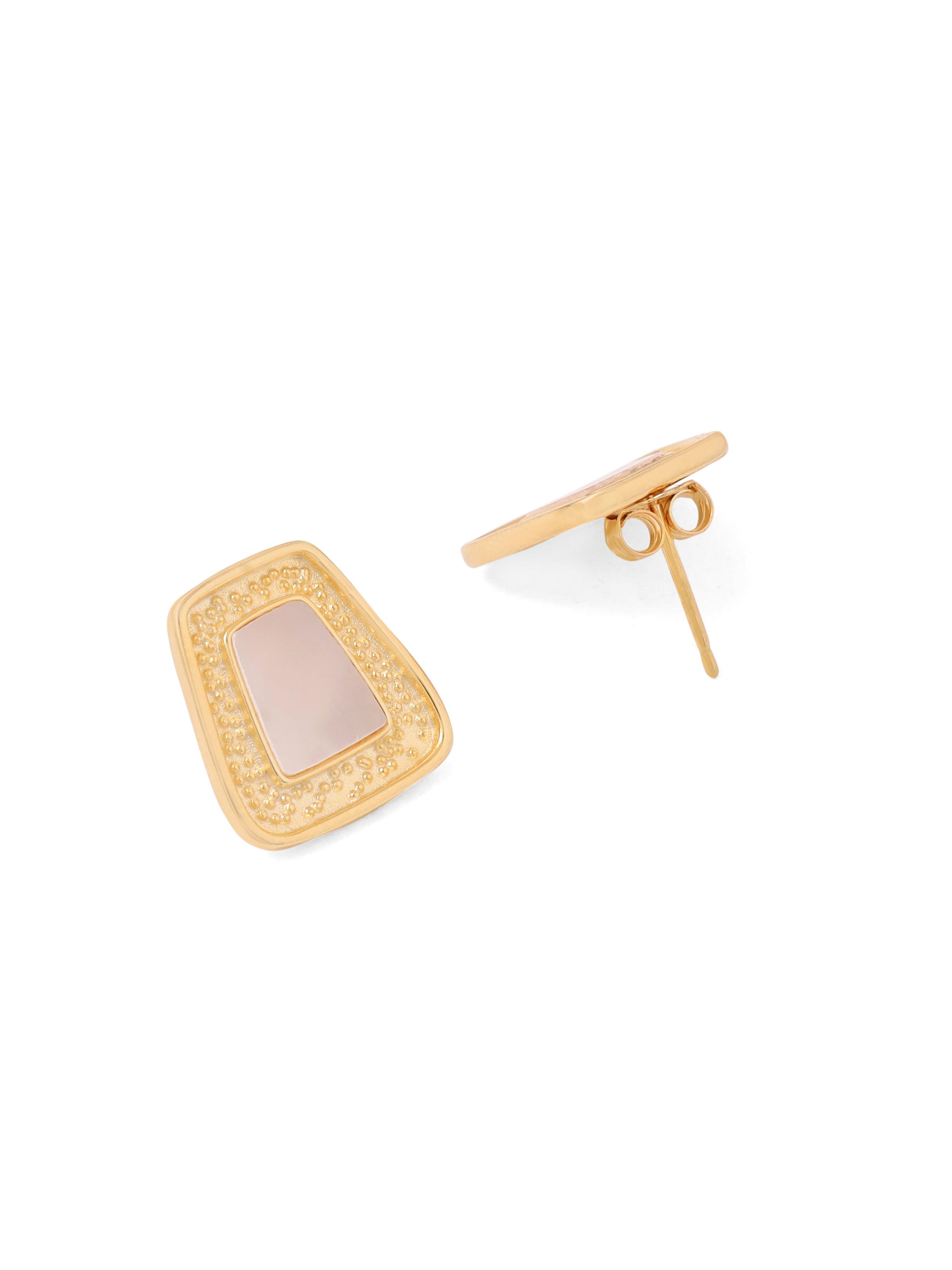 Mother of Pearl Stud Earrings Syra Collection 24k Gold