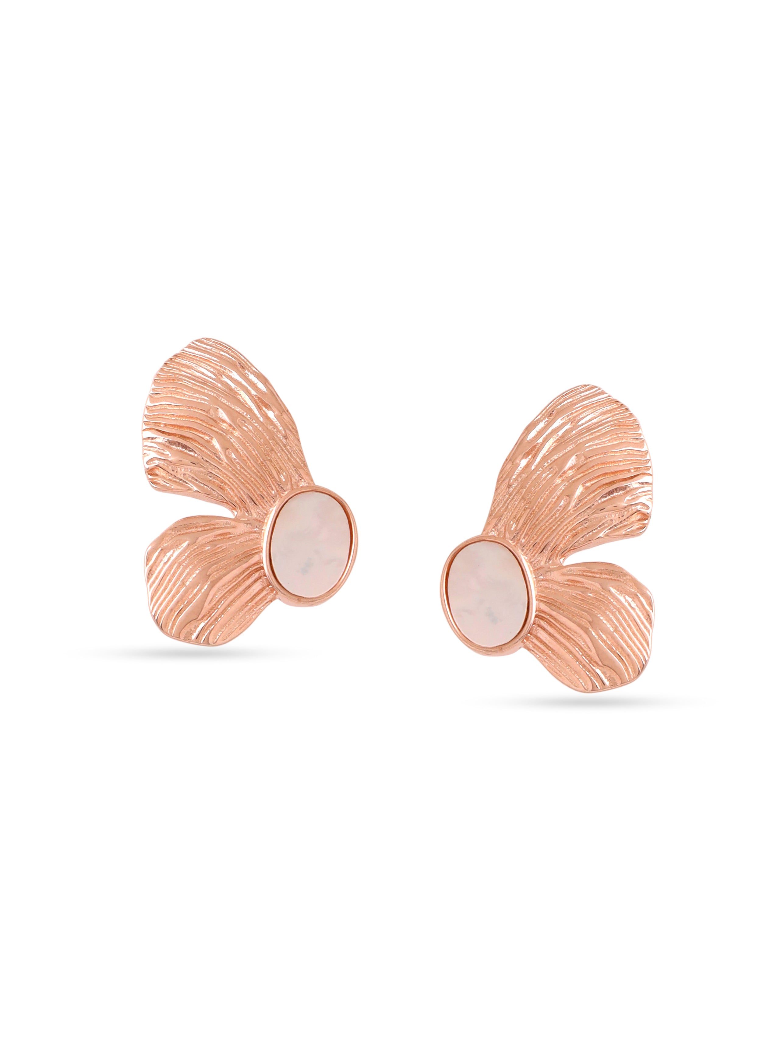 Rose Gold Butterfly Mother of Pearl Earrings Syra Collection