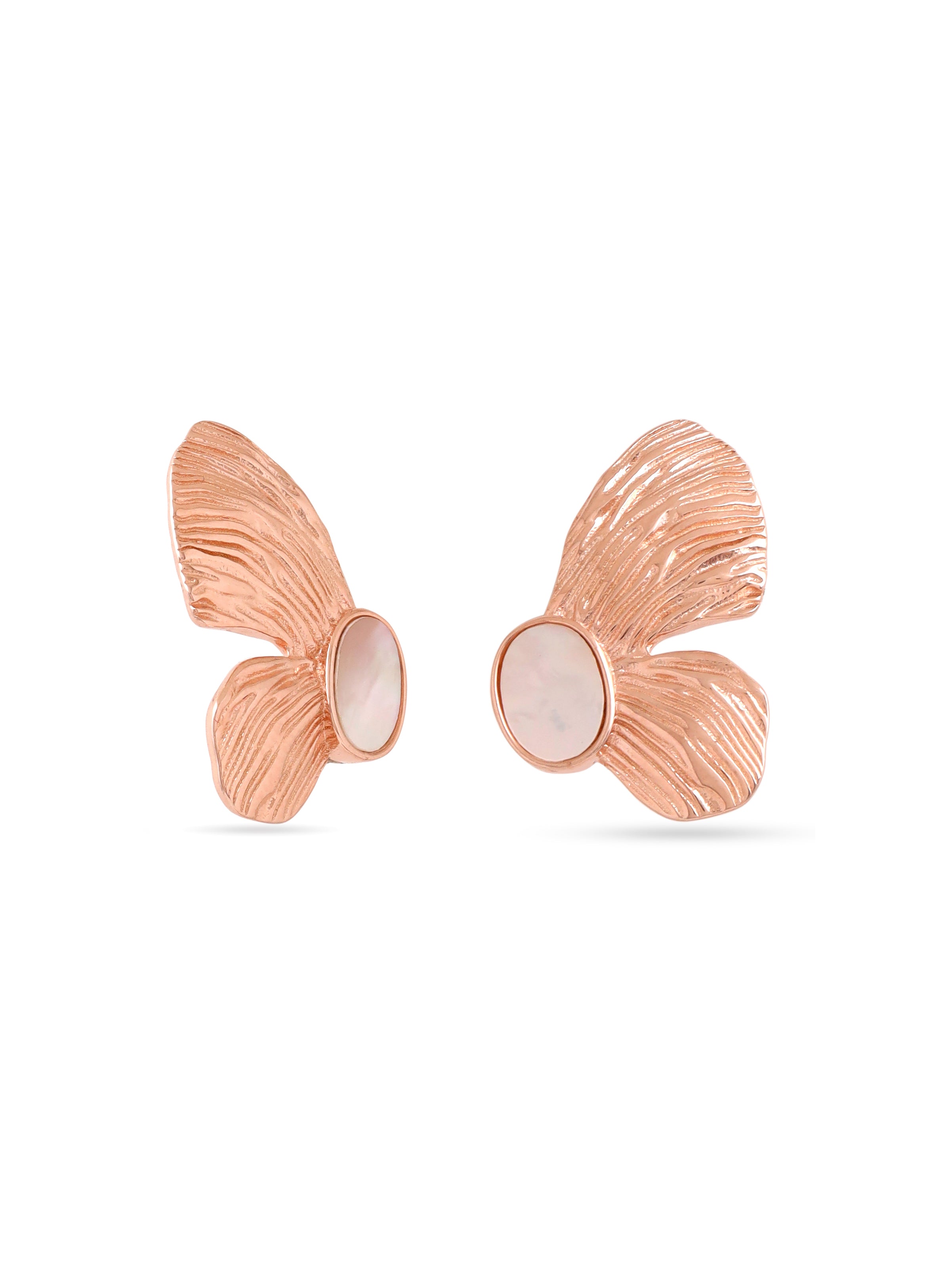 Rose Gold Butterfly Mother of Pearl Earrings Syra Collection