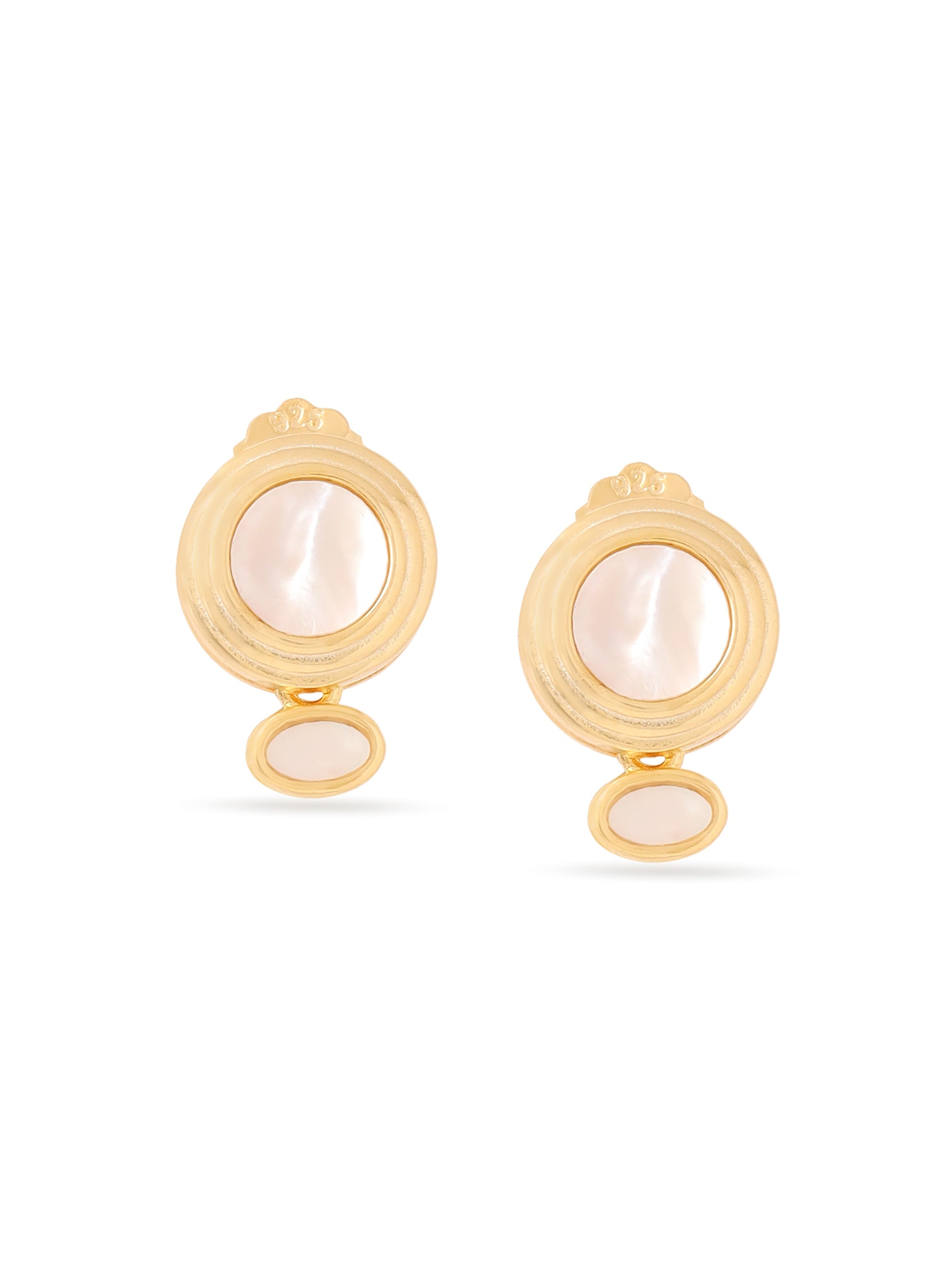 Syra Collection 24k Gold Abstract Geometric Mother of Pearl Earrings