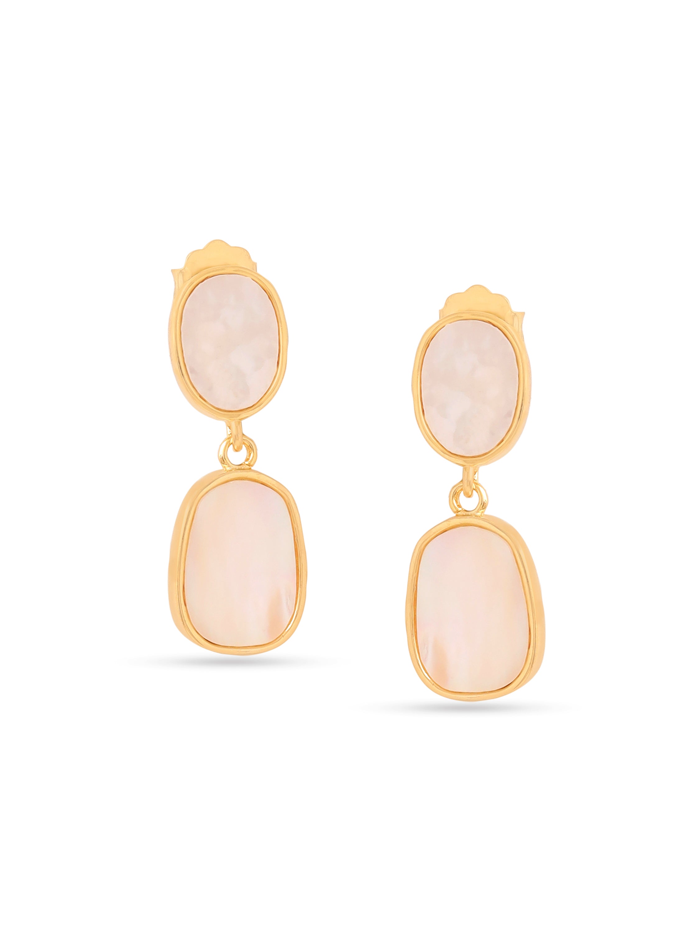 Abstract Mother of Pearl Earrings Syra Collection 24k Gold