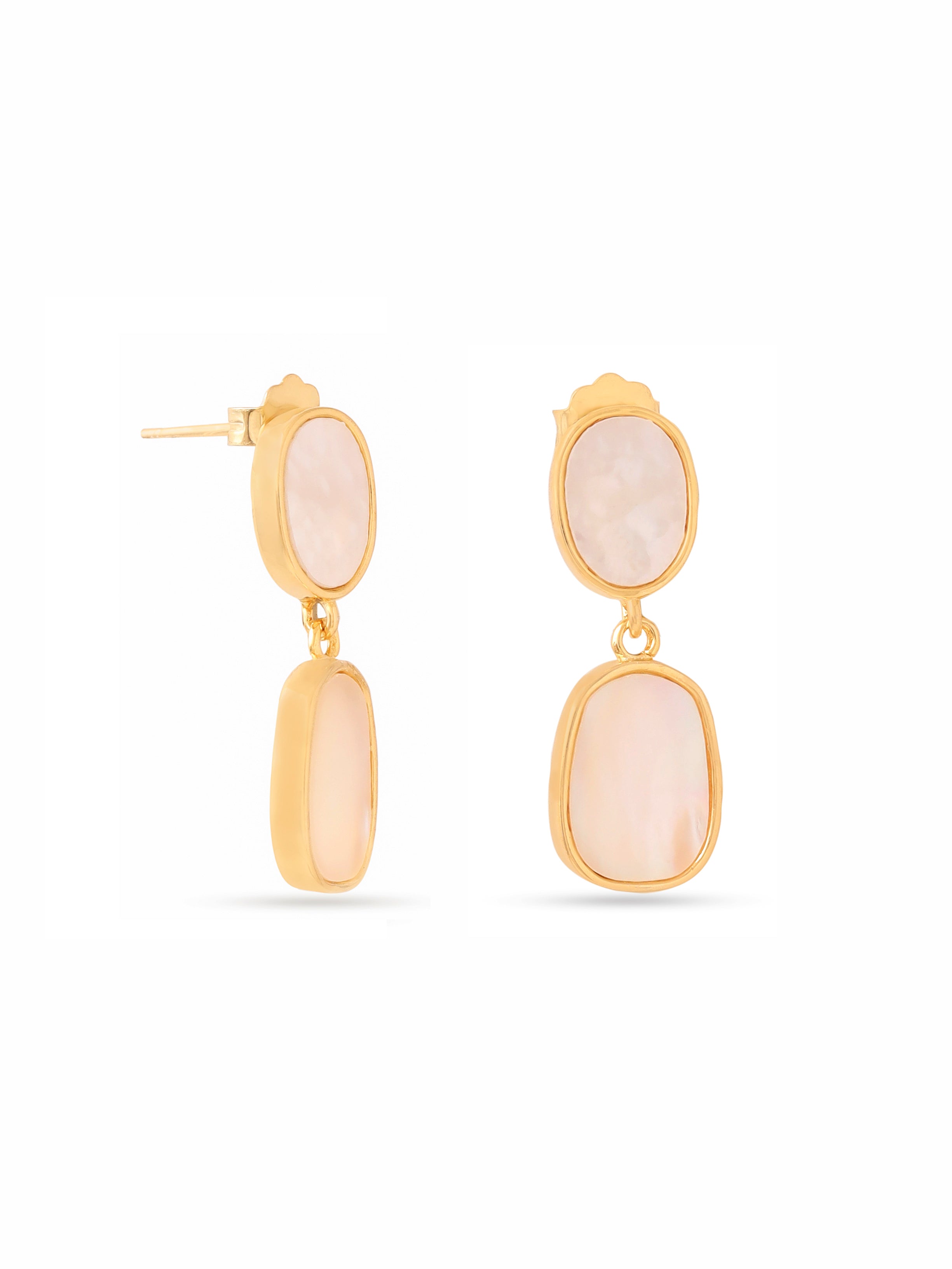 Abstract Mother of Pearl Earrings Syra Collection 24k Gold