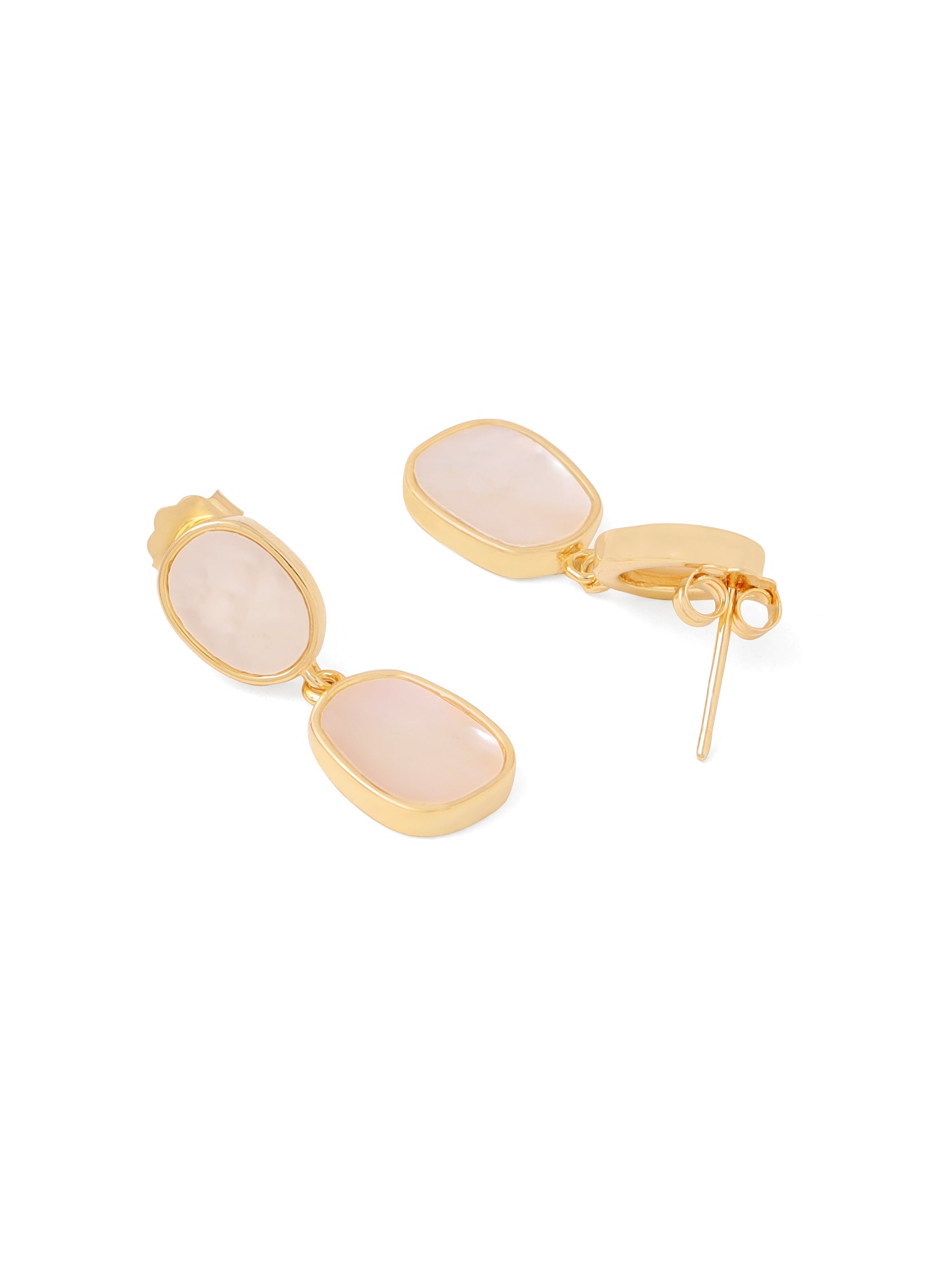 Abstract Mother of Pearl Earrings Syra Collection 24k Gold