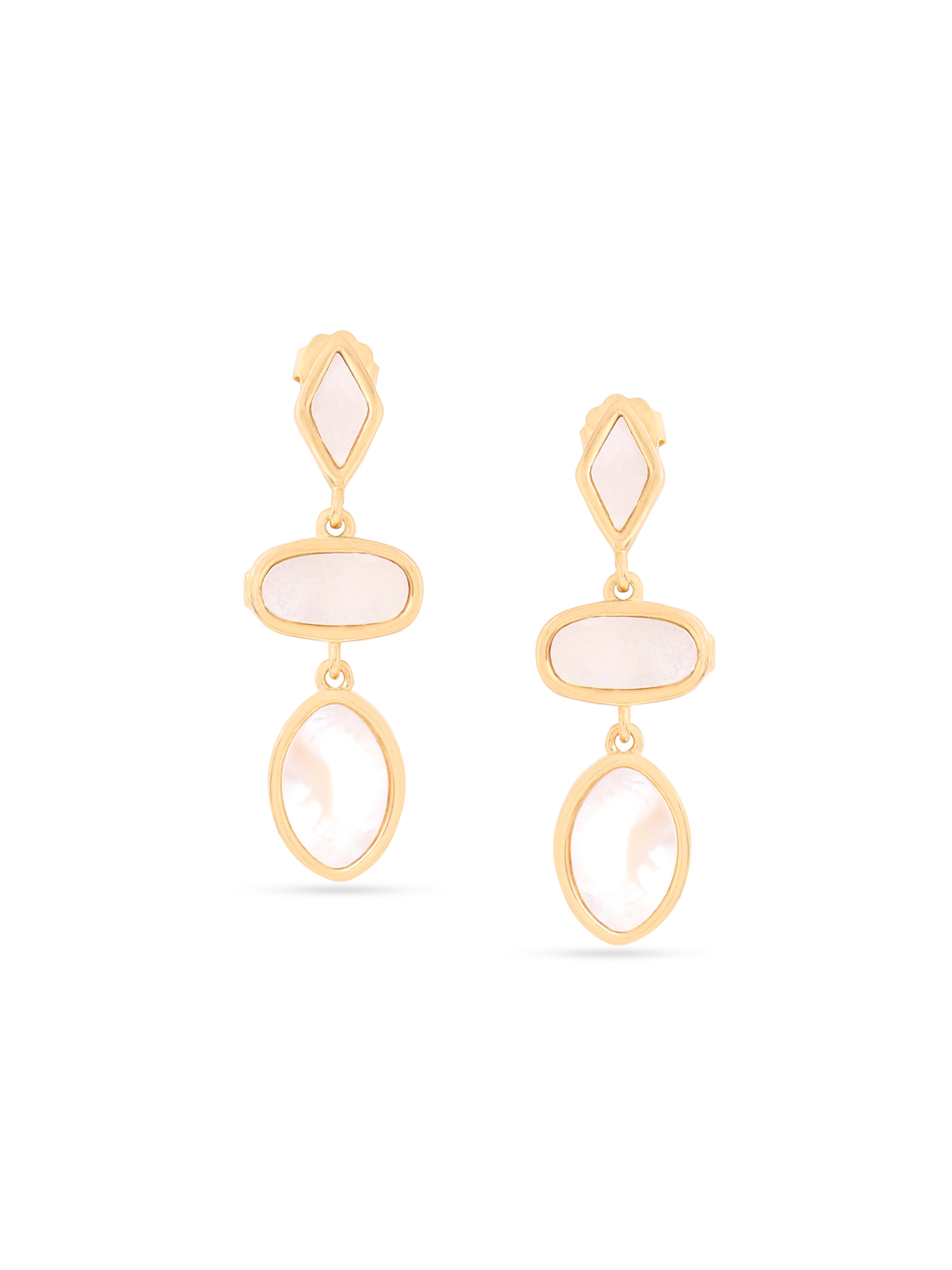 Syra Collection Gold Geometric Mother of Pearl Earrings