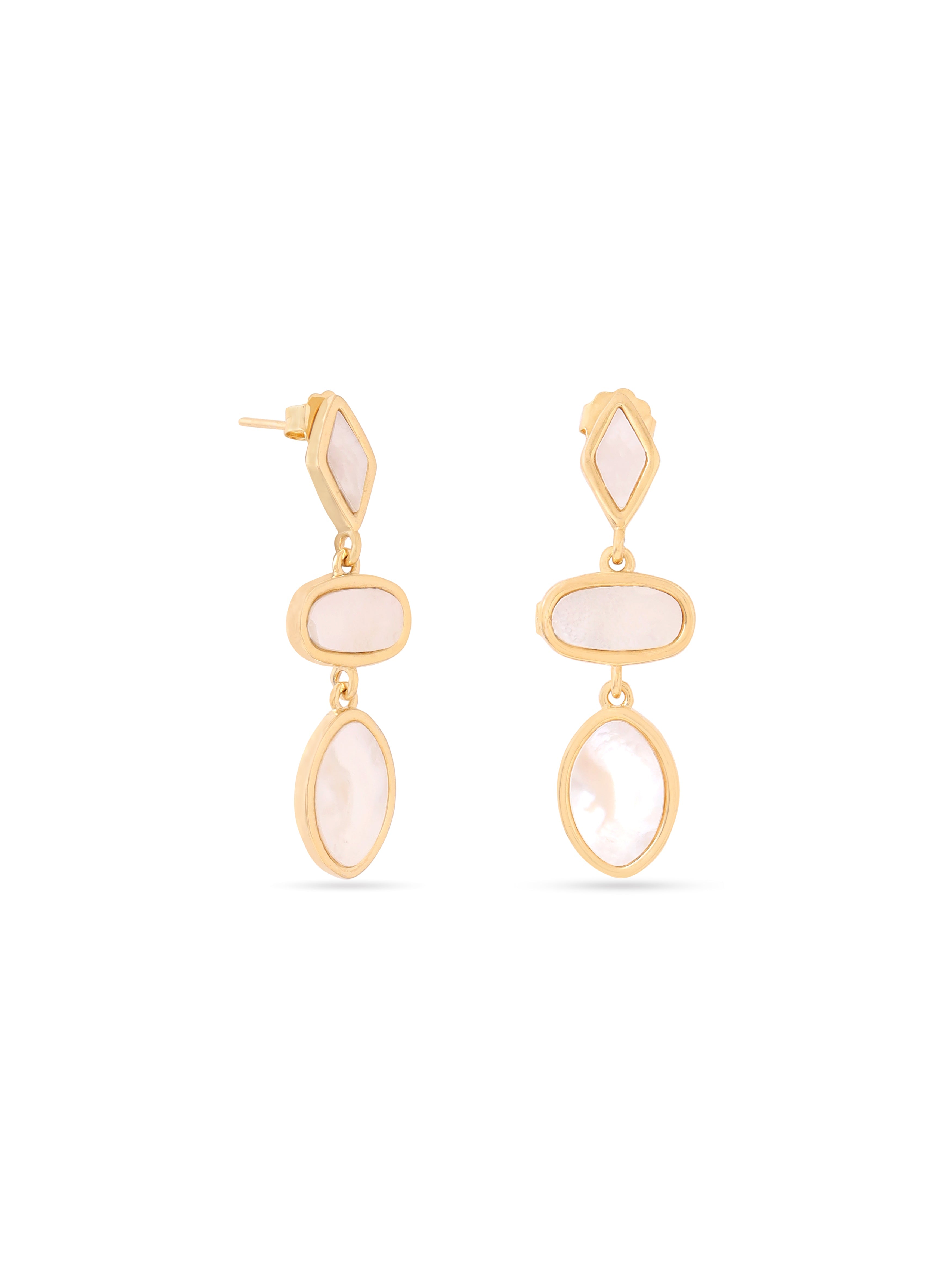 Syra Collection Gold Geometric Mother of Pearl Earrings