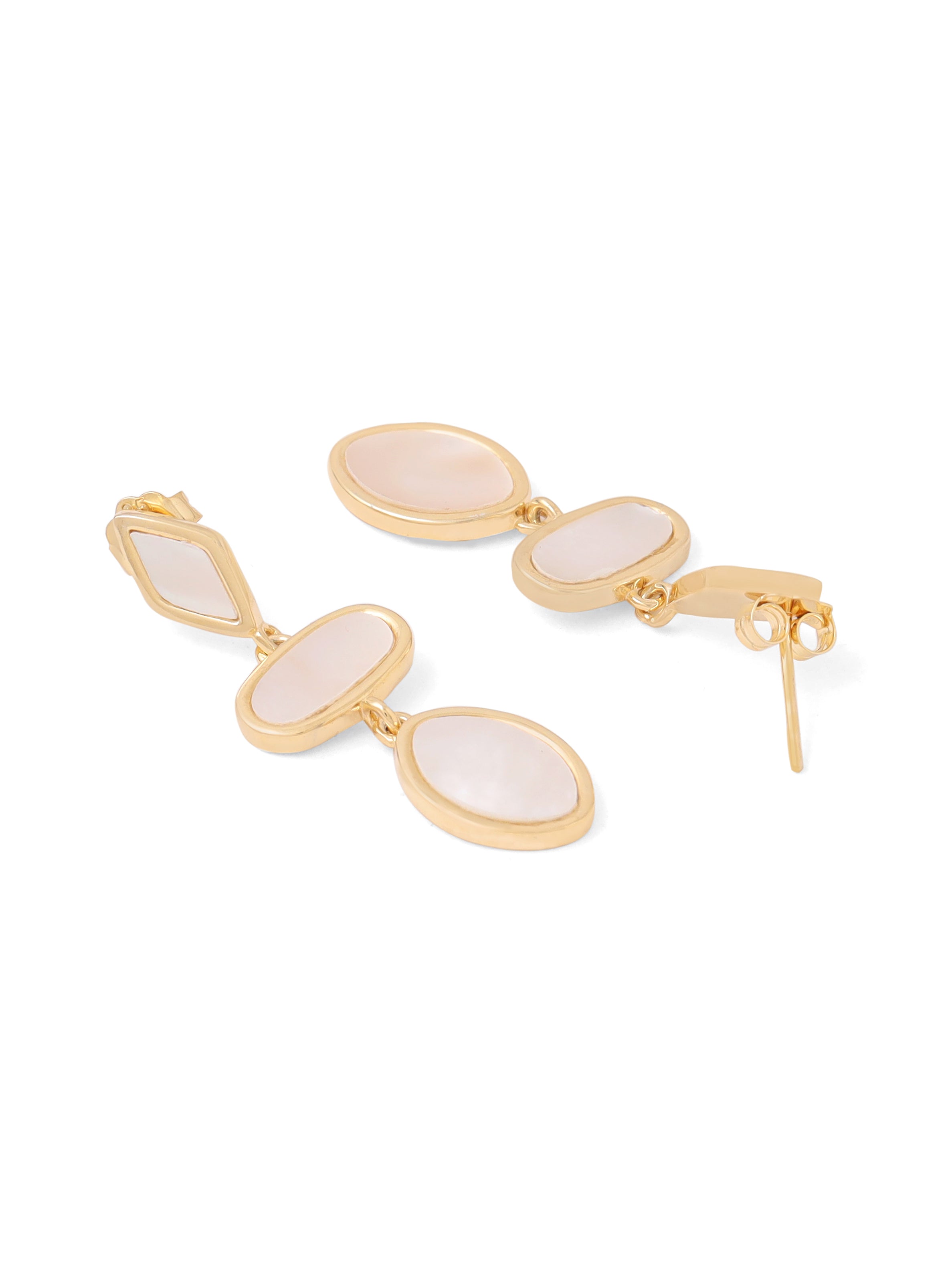 Syra Collection Gold Geometric Mother of Pearl Earrings