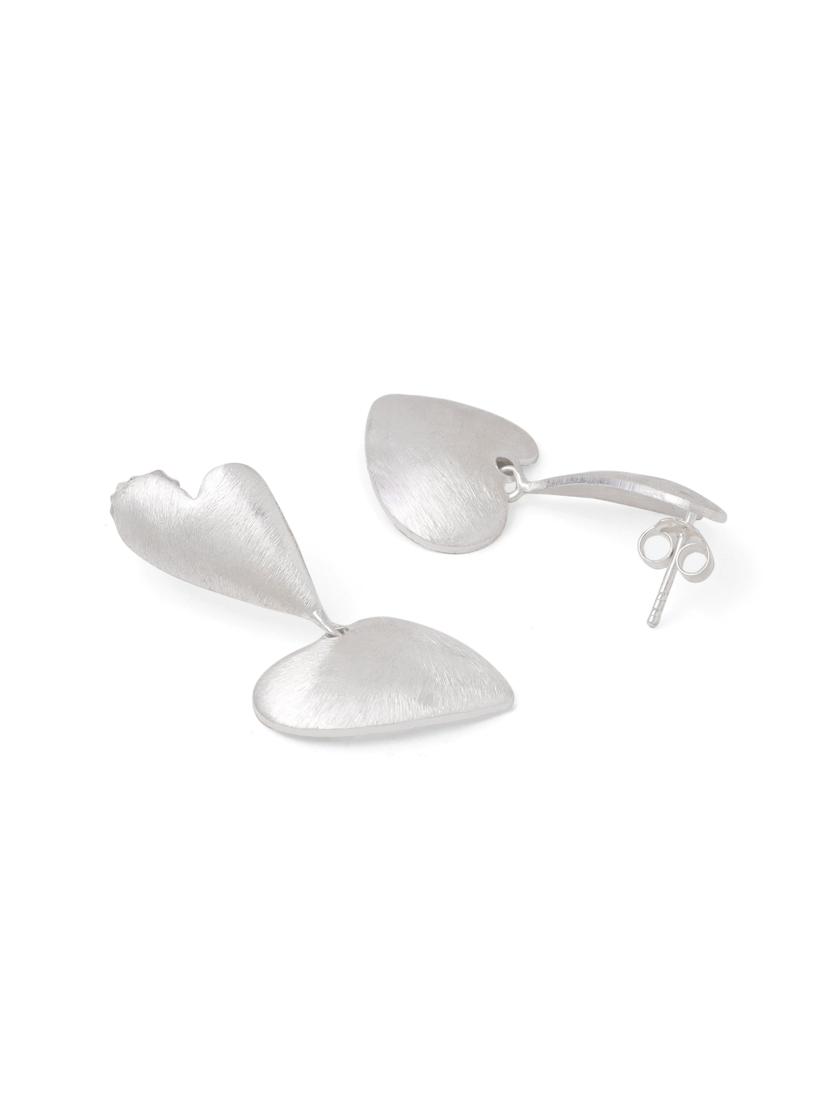 Silver Rhodium Abstract Scratch-Finish Earrings Syra Collection