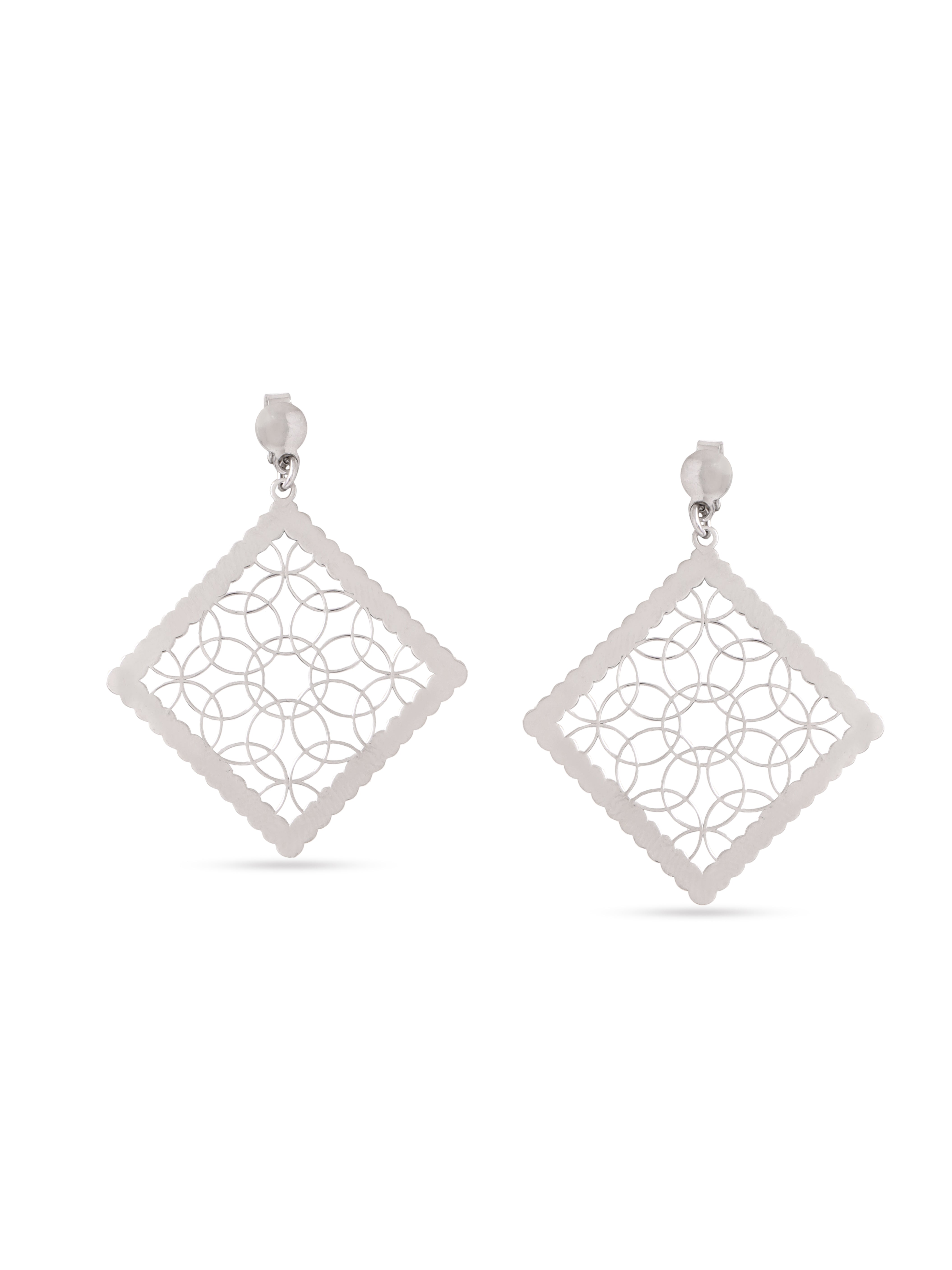 Silver Rhodium Geometric Filigree Earpieces Syra Collection