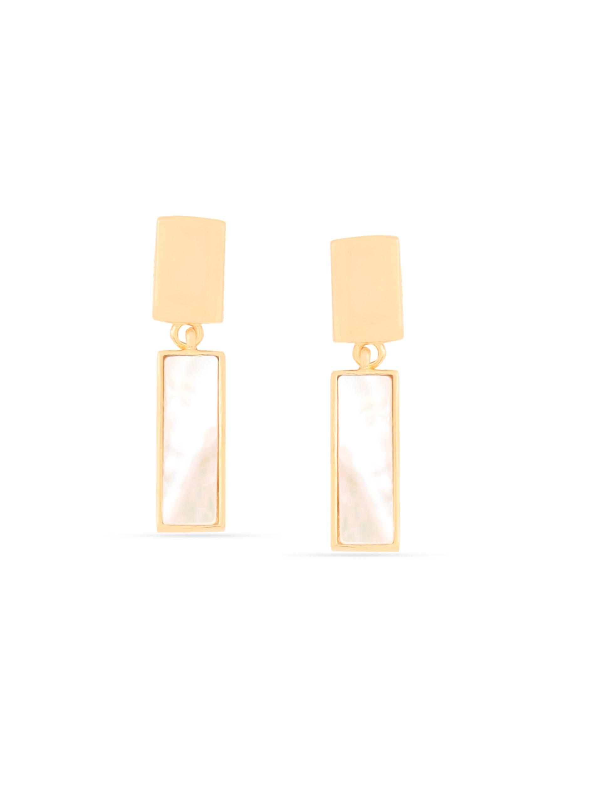 24k Gold Abstract Geometric Mother of Pearl Earrings Syra Collection