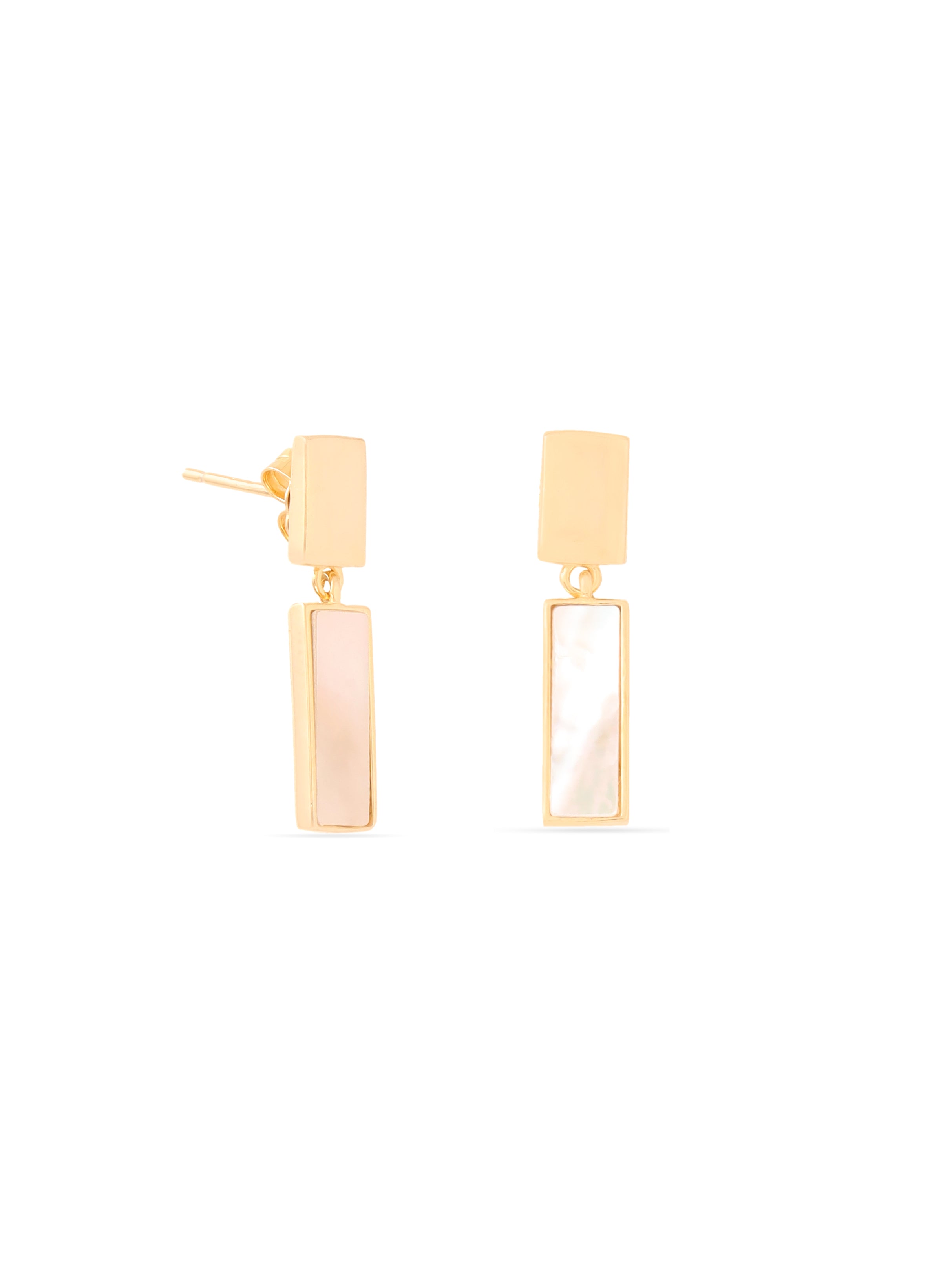 24k Gold Abstract Geometric Mother of Pearl Earrings Syra Collection