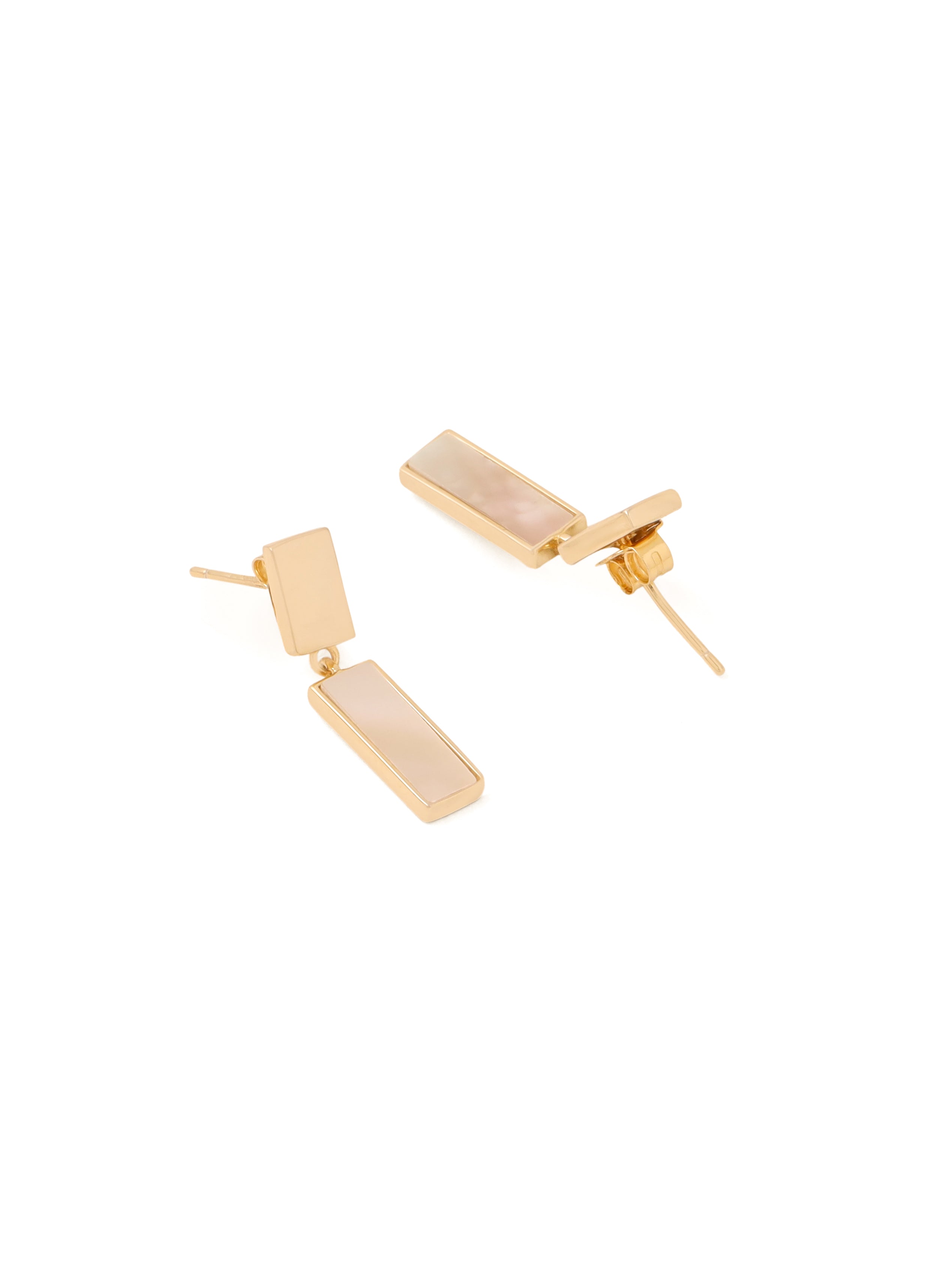 24k Gold Abstract Geometric Mother of Pearl Earrings Syra Collection