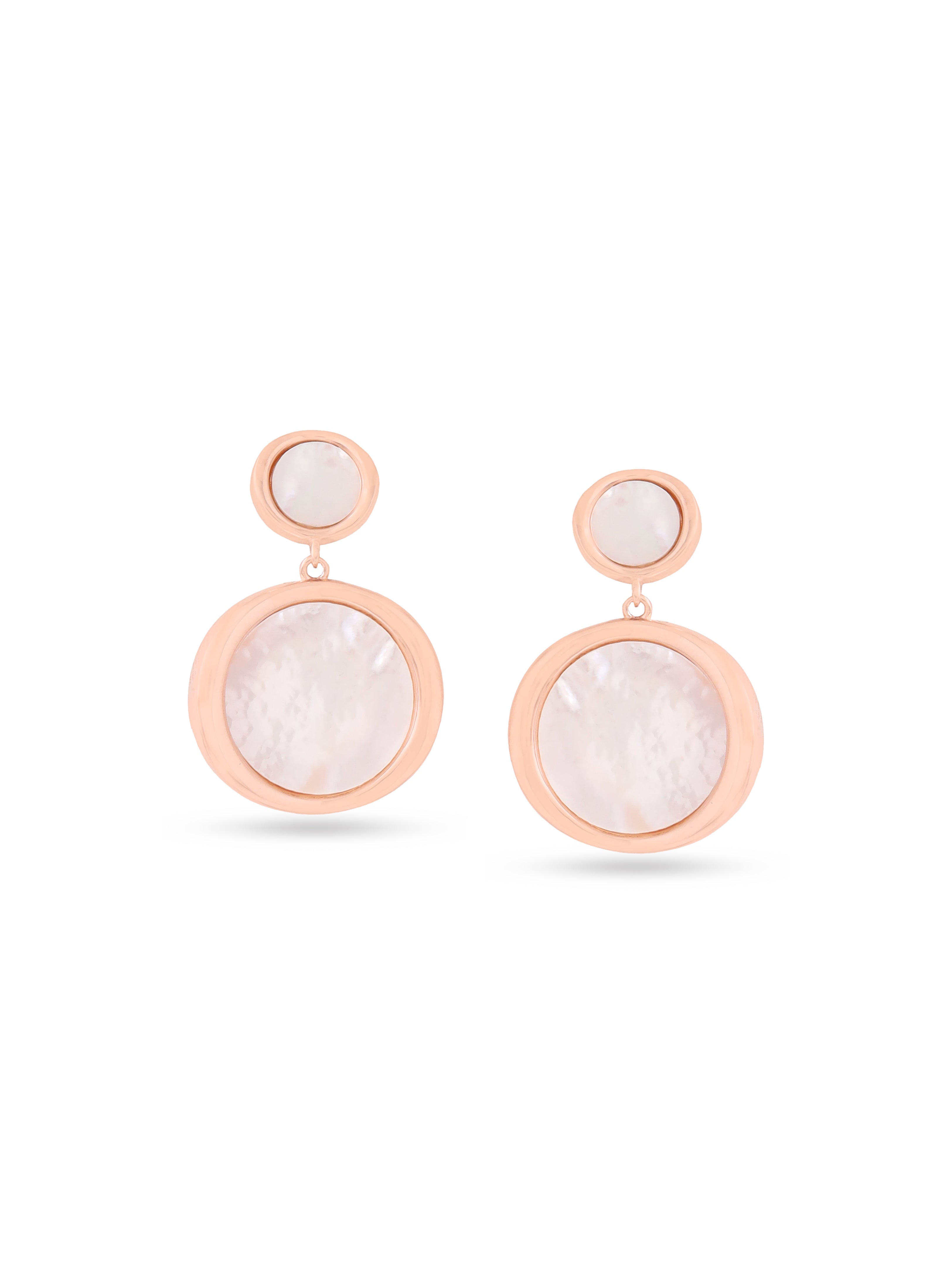 Mother of Pearl Earrings Syra Collection Rose Gold Multi-Size