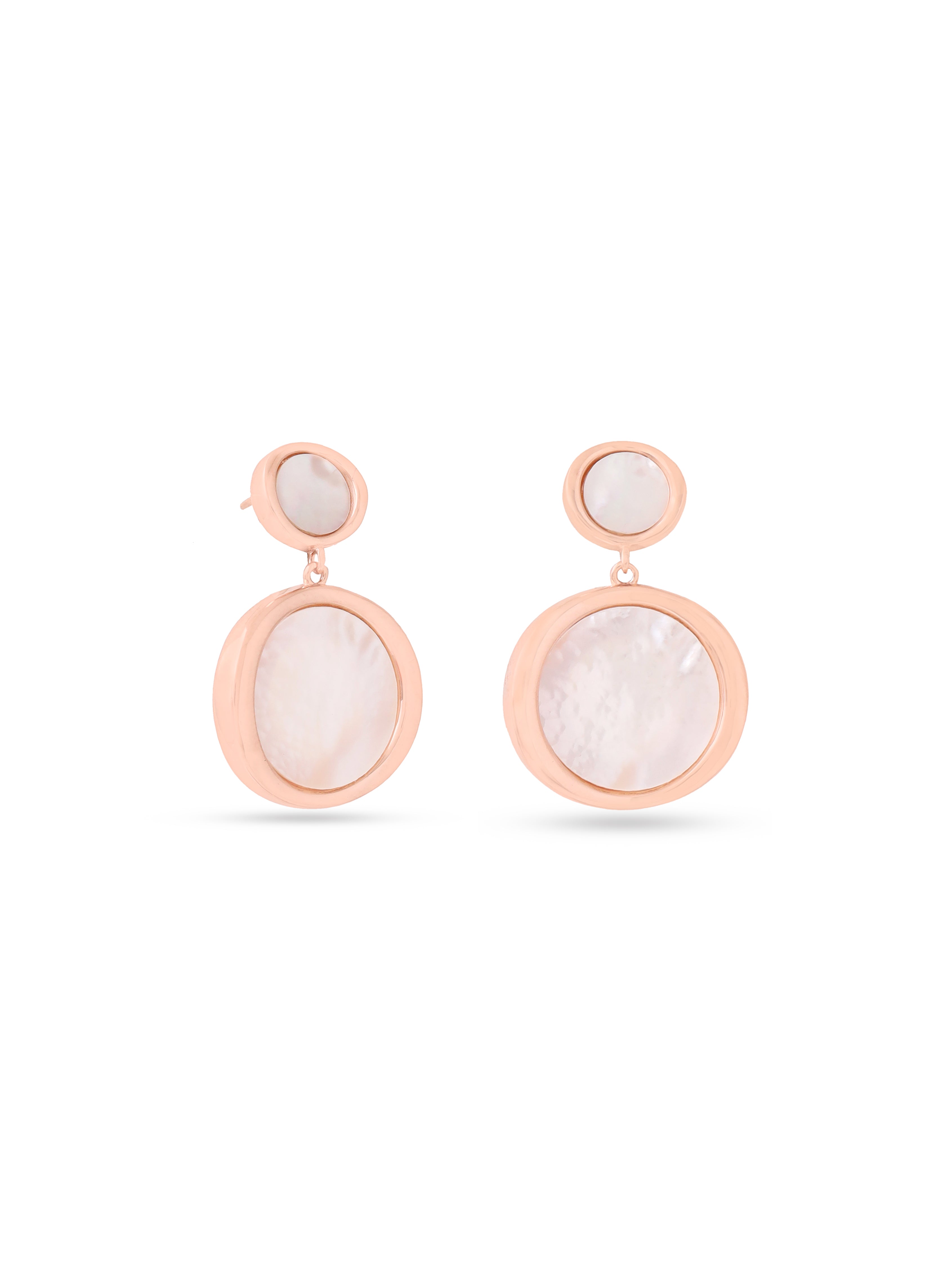 Mother of Pearl Earrings Syra Collection Rose Gold Multi-Size