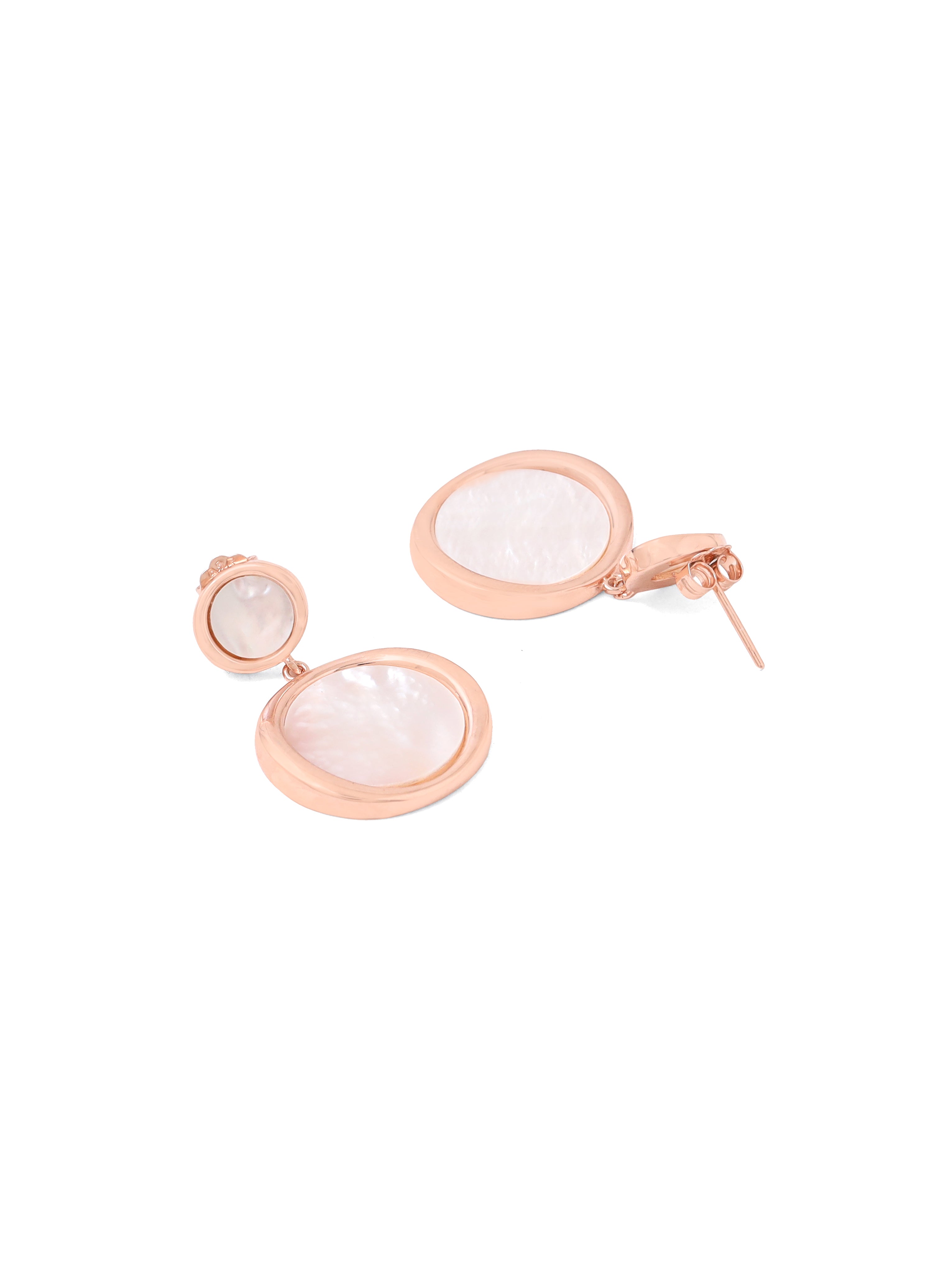 Mother of Pearl Earrings Syra Collection Rose Gold Multi-Size