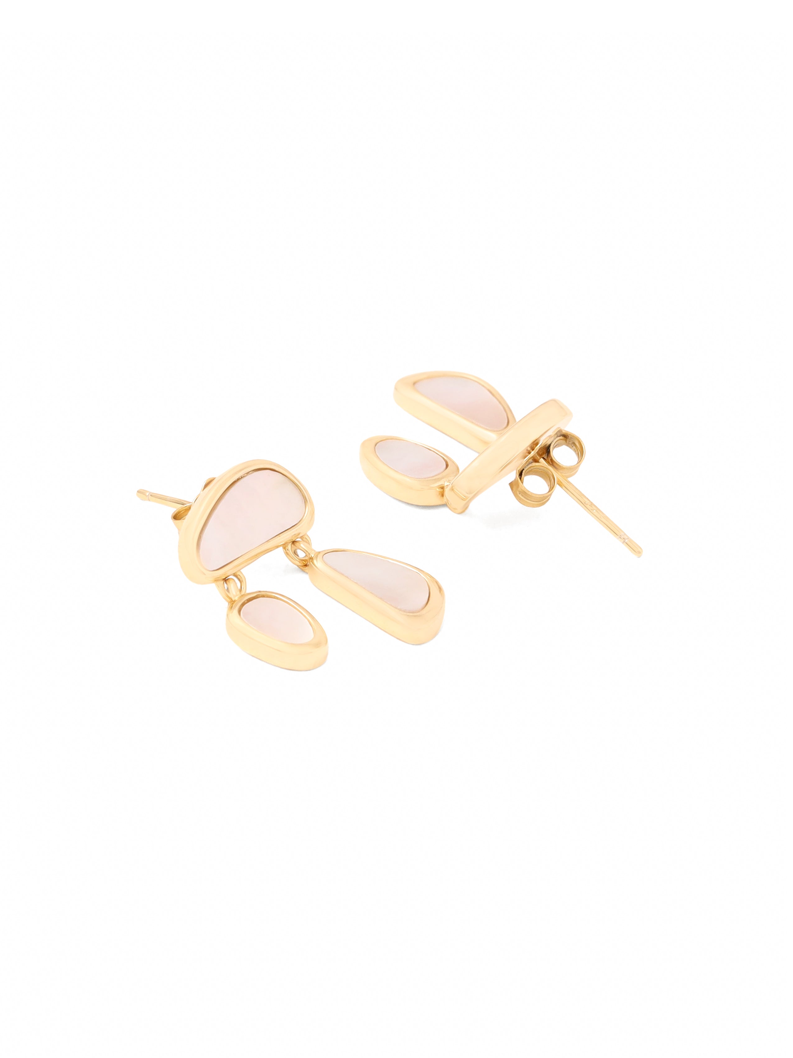 24k Gold Abstract Mother of Pearl Earrings Syra Collection