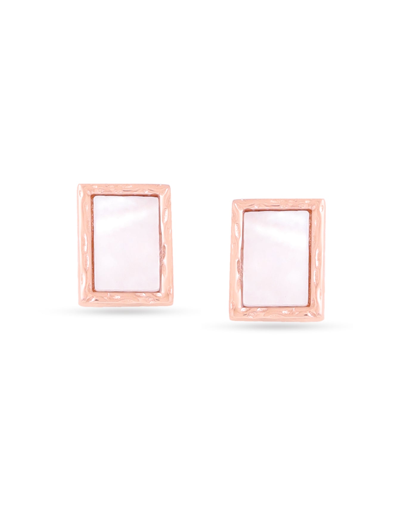 Geometric Mother of Pearl Syra Rose Gold 925 Sterling Silver Stud Earrings For Women