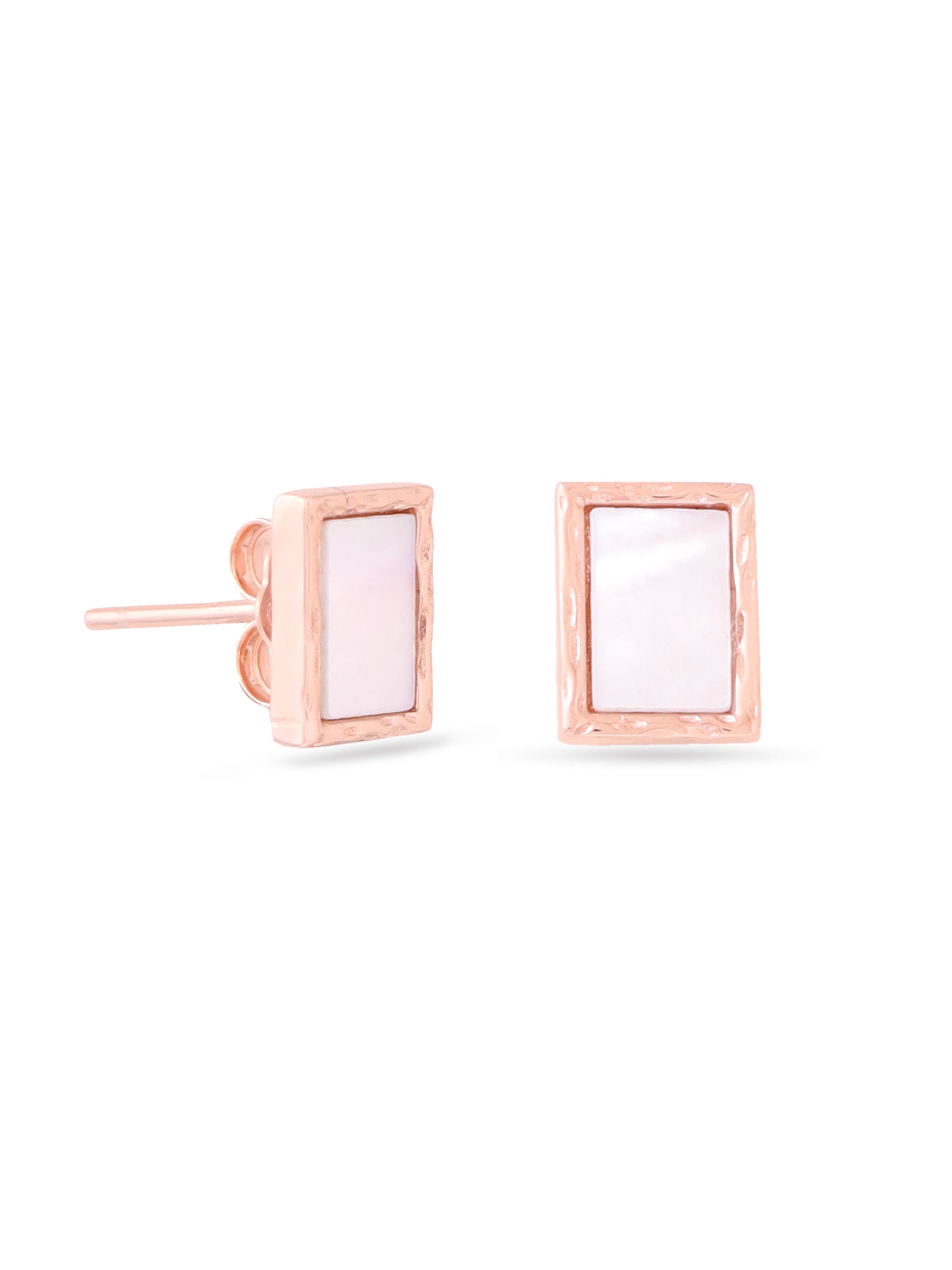 Stud Earrings Geometric Mother of Pearl Syra Collection Rose Gold