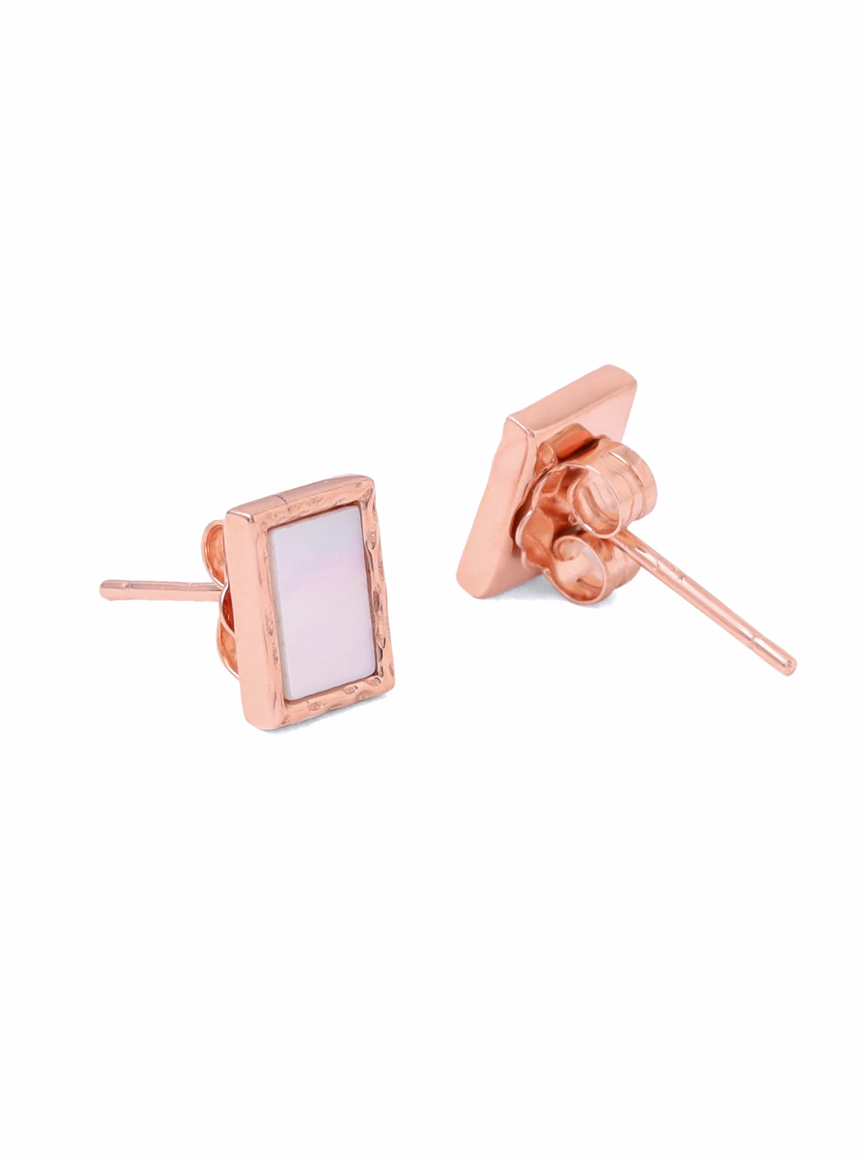 Stud Earrings Geometric Mother of Pearl Syra Collection Rose Gold