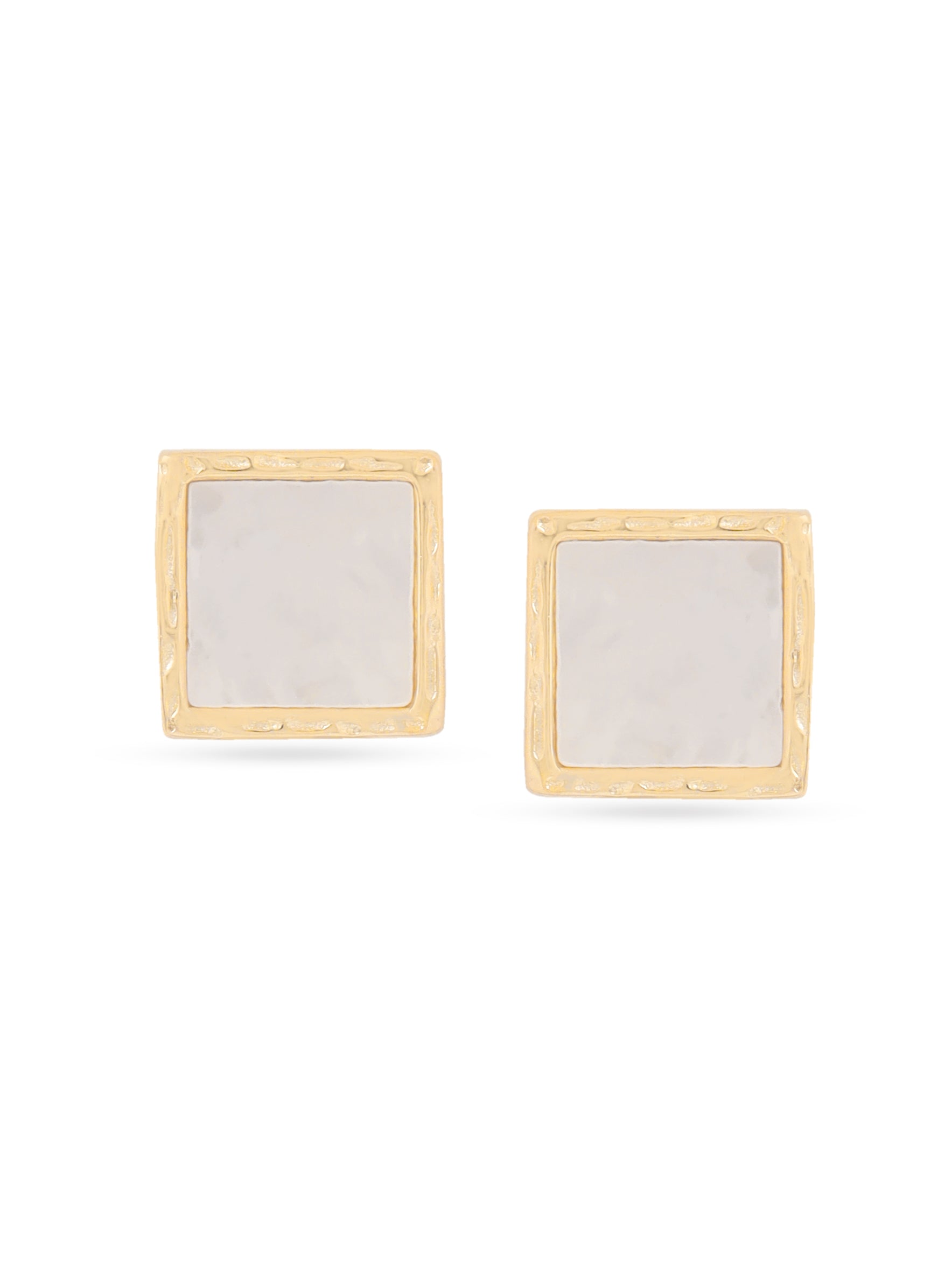 Syra Collection Square Mother of Pearl Stud Earrings in 24k Gold