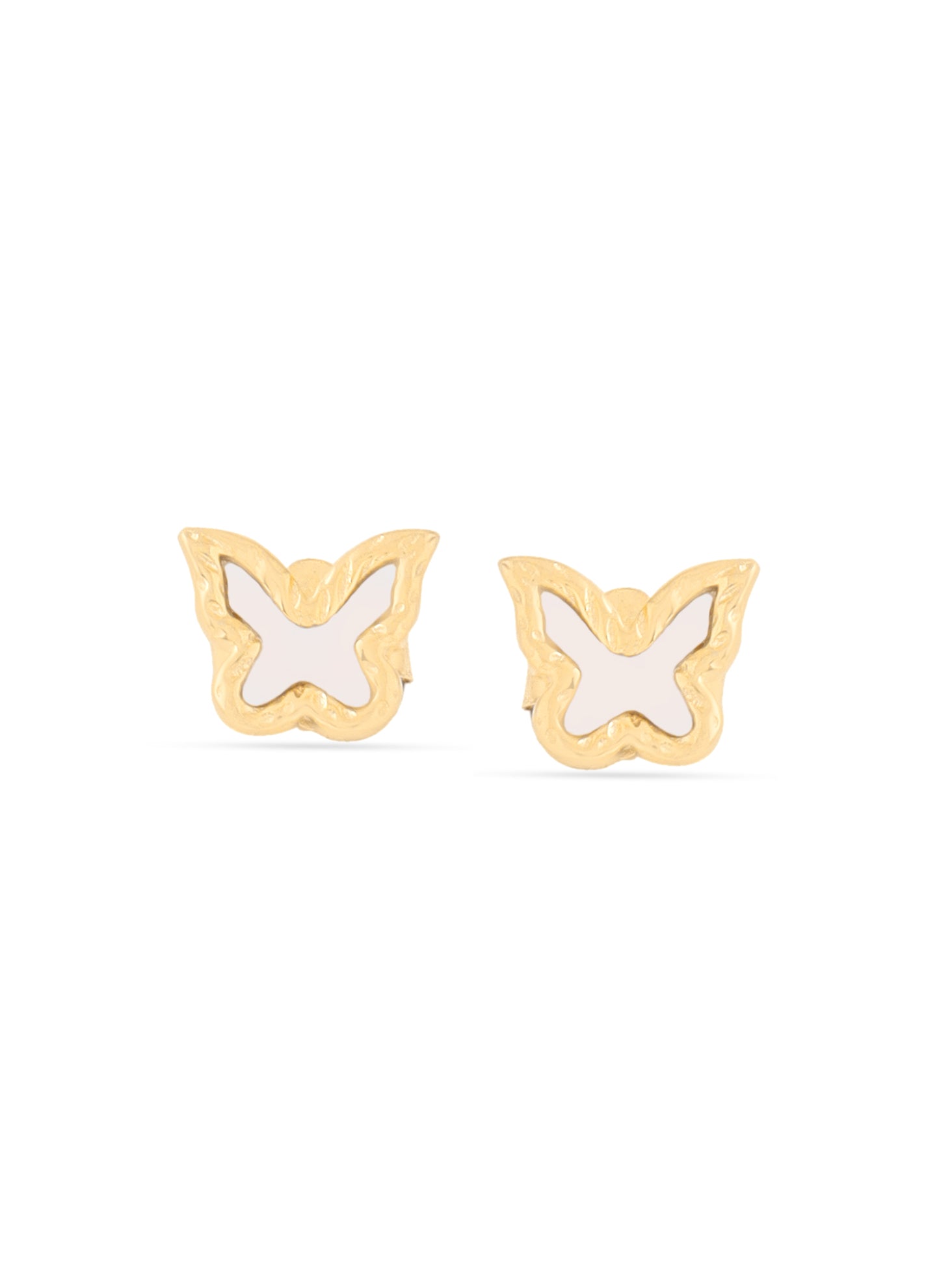 24k Gold Butterfly Mother of Pearl Stud Earrings Syra Collection