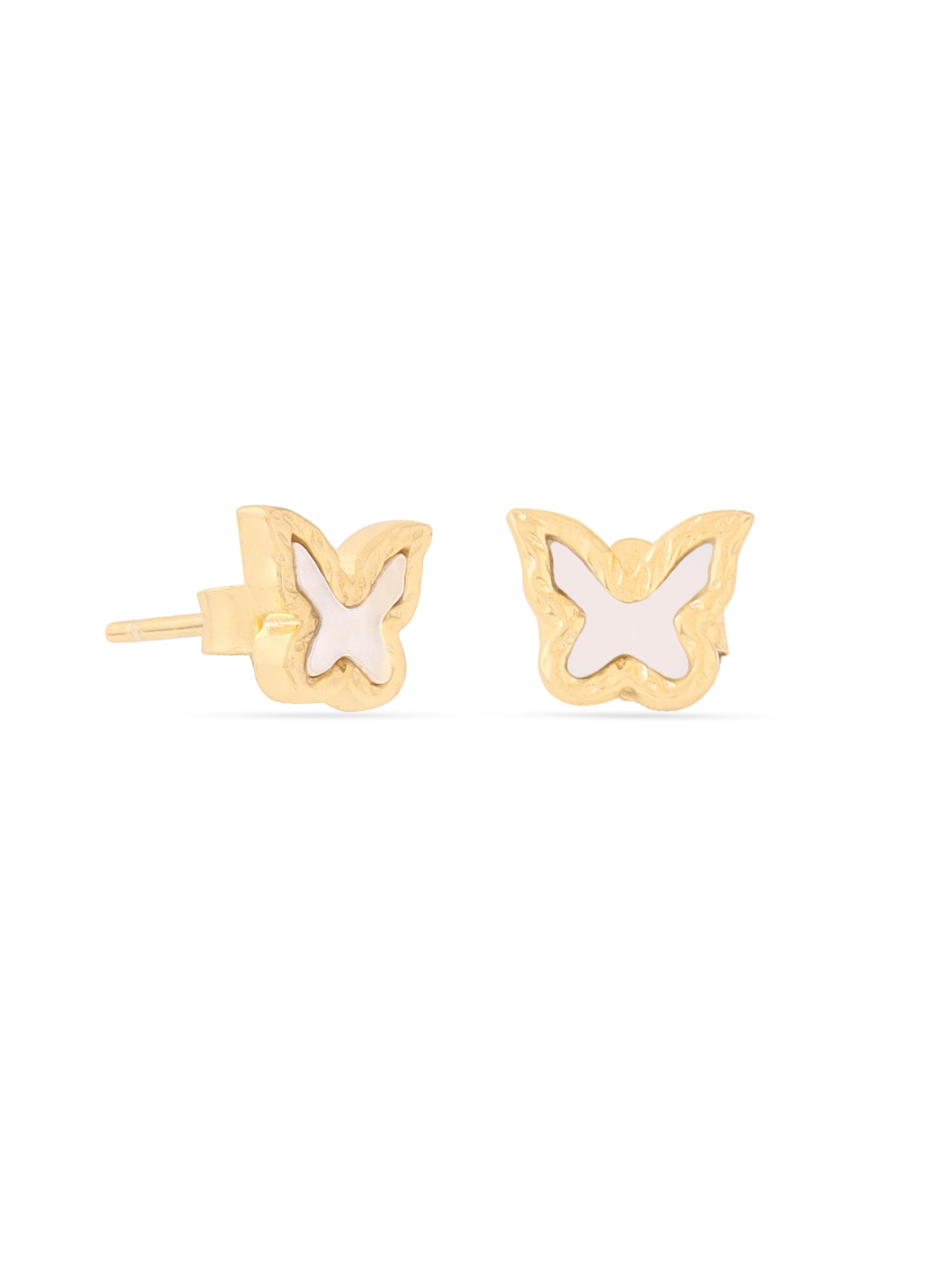 24k Gold Butterfly Mother of Pearl Stud Earrings Syra Collection