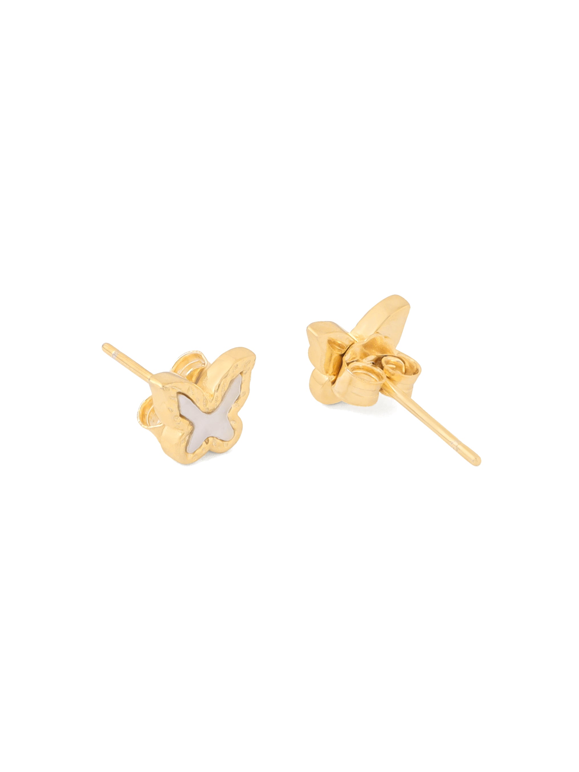 24k Gold Butterfly Mother of Pearl Stud Earrings Syra Collection