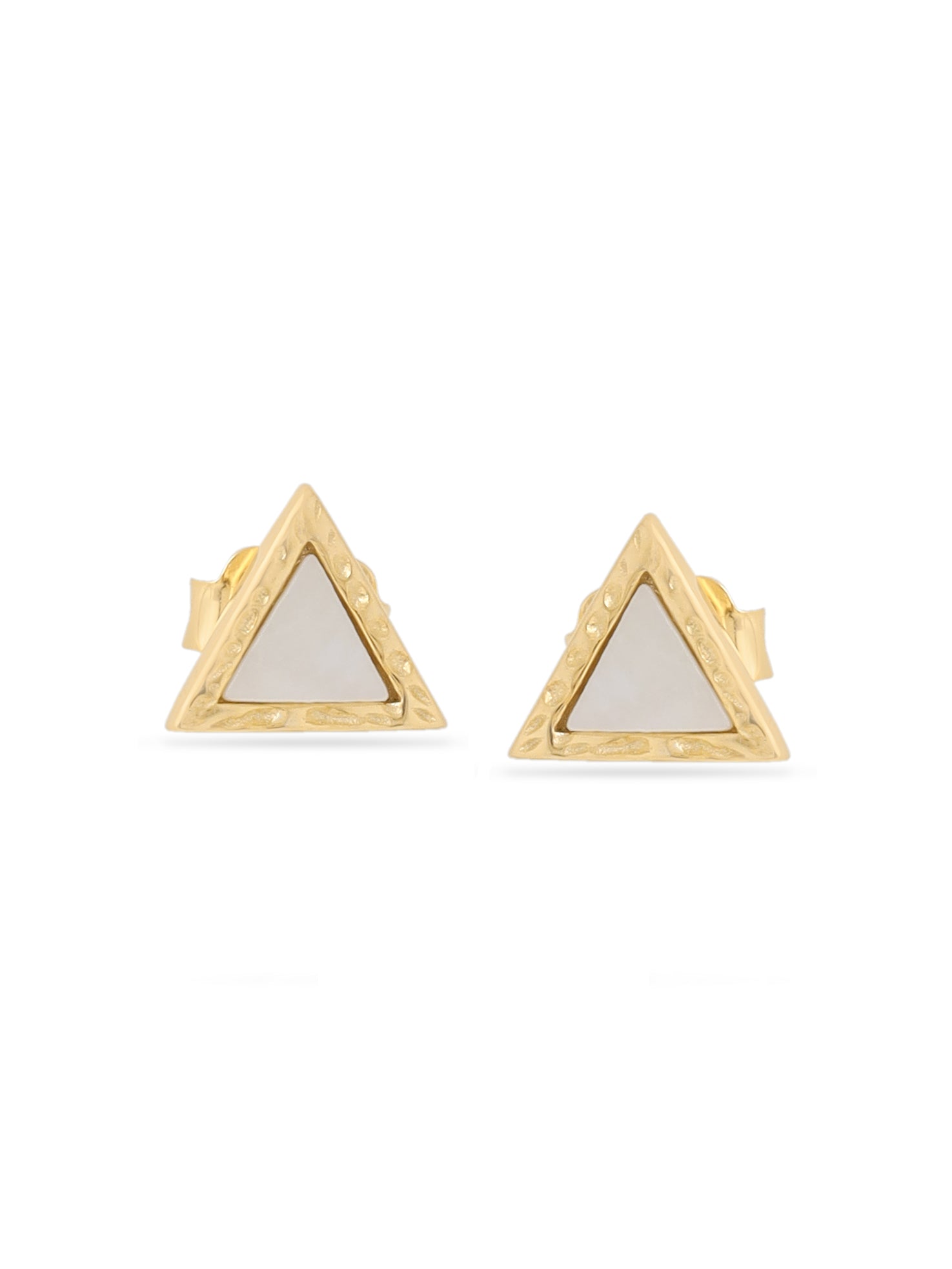 Mother of Pearl Stud Earrings 24k Gold Triangle Syra Collection